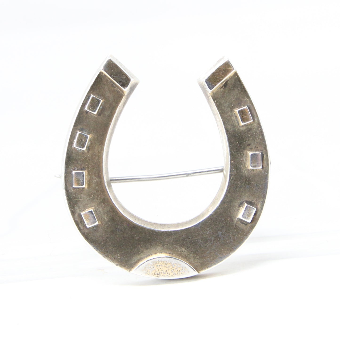 Antique Victorian 1883 Hallmarked Solid Sterling Silver Gold Gilt Large Lucky Horse Shoe Brooch Pin