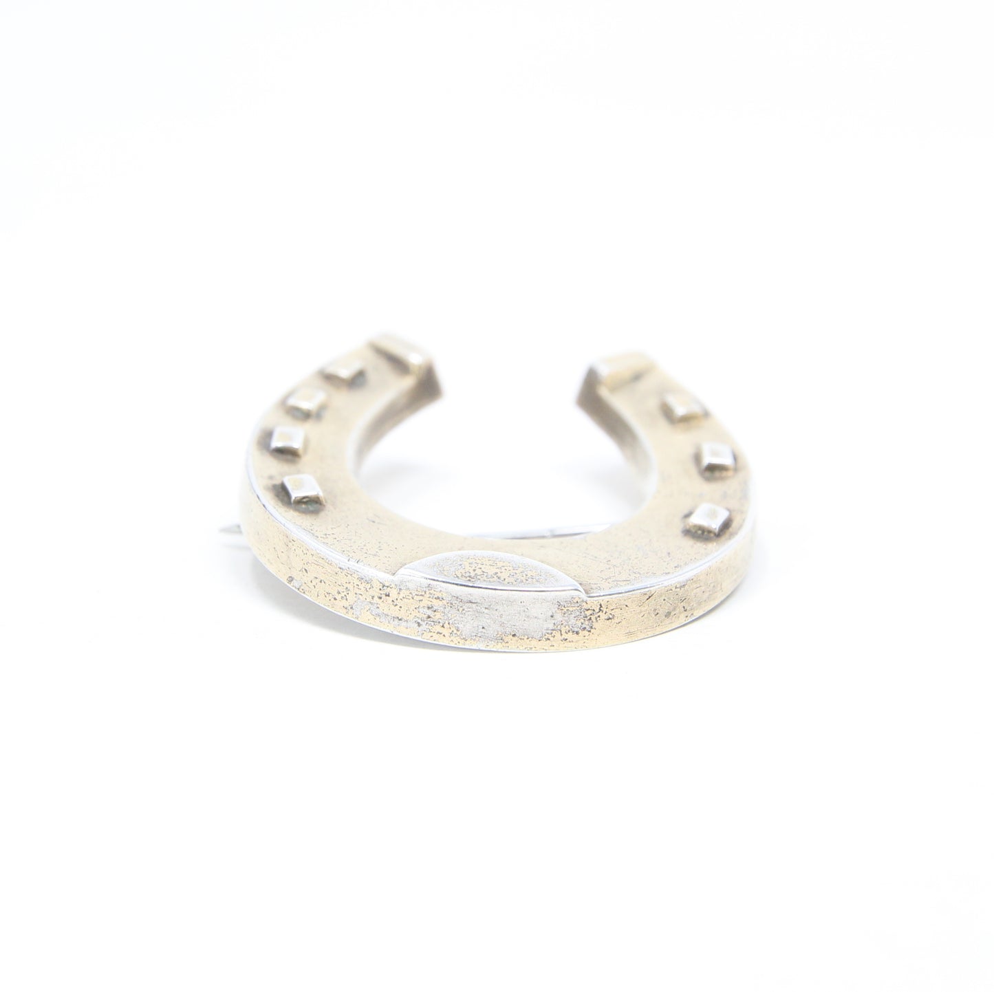 Antique Victorian 1883 Hallmarked Solid Sterling Silver Gold Gilt Large Lucky Horse Shoe Brooch Pin