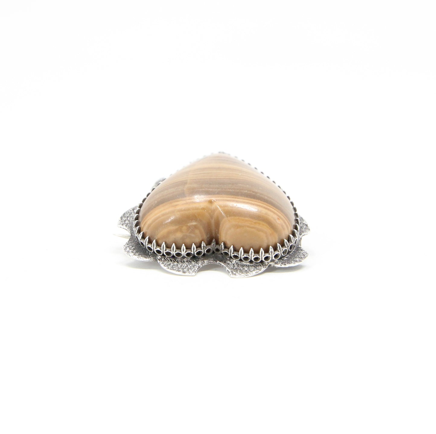 Antique Victorian Solid Silver Caramel Hardstone Heart Sweetheart Brooch Pin