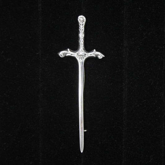 Antique 1831 Edinburgh Hallmarked Solid Sterling Silver Scottish Claymore Sword Brooch Kilt Pin