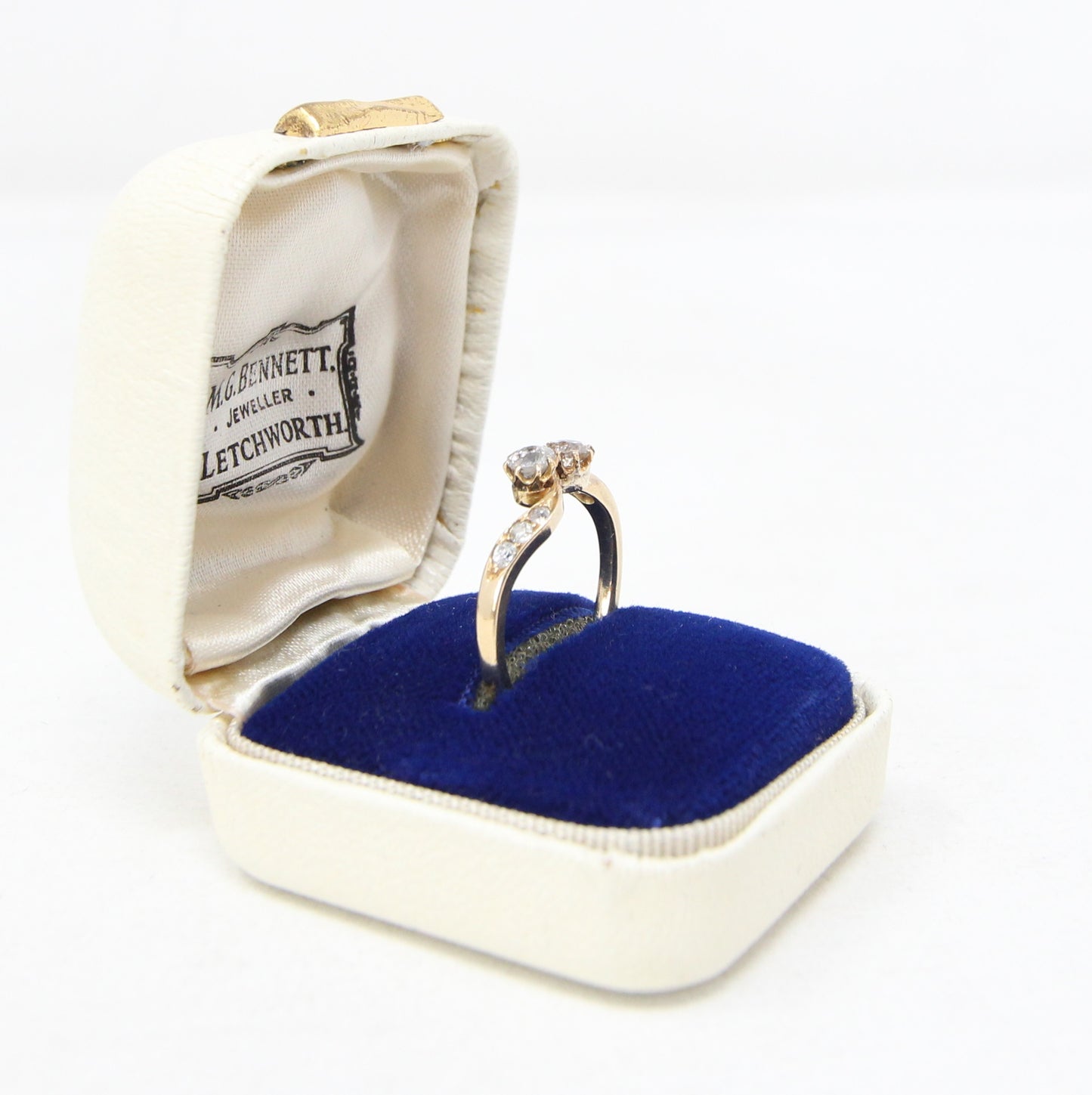 Antique Edwardian Hallmarked Solid 18ct 18k Gold 0.4Ct Old Cut Diamond Toi et Moi Ring Size N