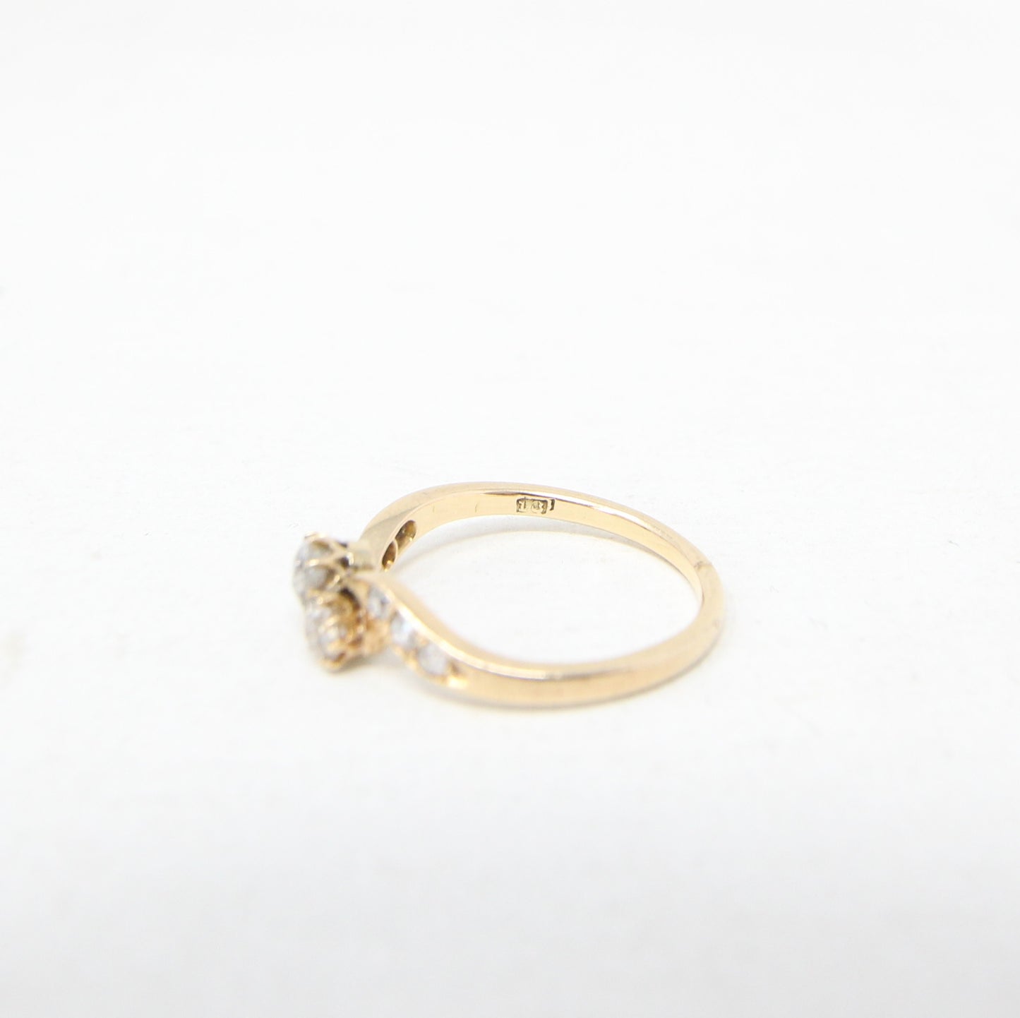 Antique Edwardian Hallmarked Solid 18ct 18k Gold 0.4Ct Old Cut Diamond Toi et Moi Ring Size N