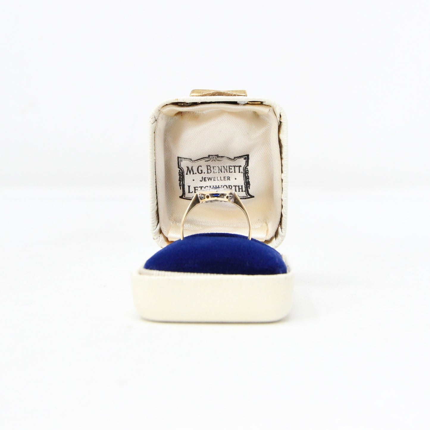 Antique Vintage Art Deco Solid 18ct 18k Gold 0.6Ct Ceylon Sapphire Diamond Ring Size L 1/2