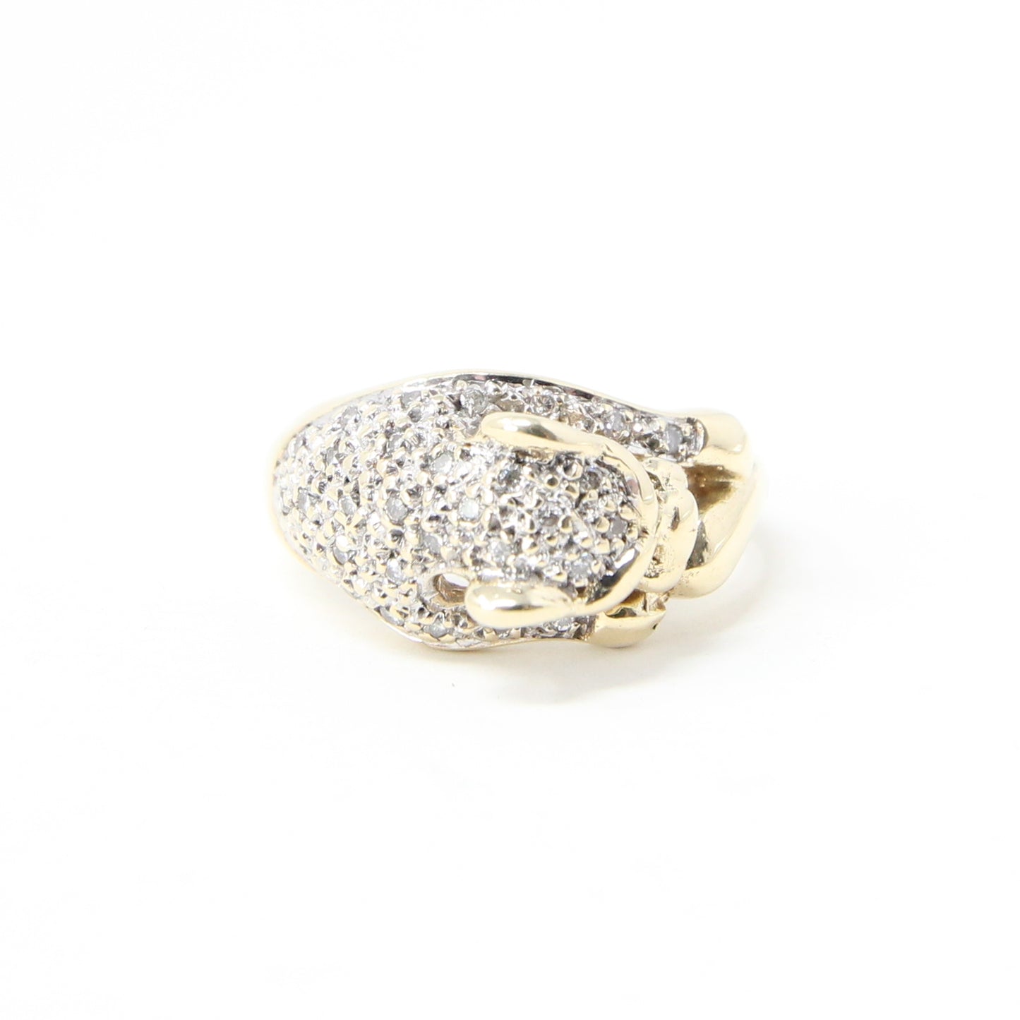 Vintage Solid 9ct 9k Gold Diamond Leopard Jaguar Big Cat Ring Size K 5g
