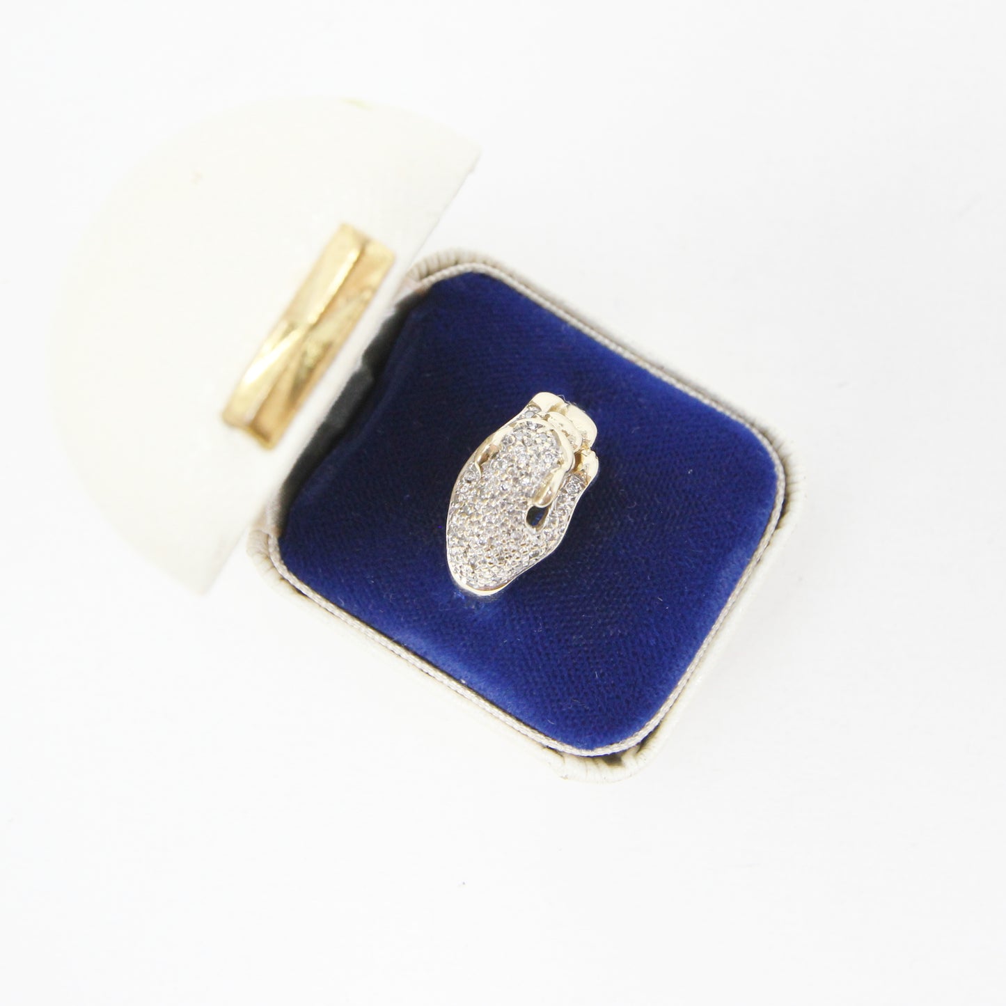 Vintage Solid 9ct 9k Gold Diamond Leopard Jaguar Big Cat Ring Size K 5g