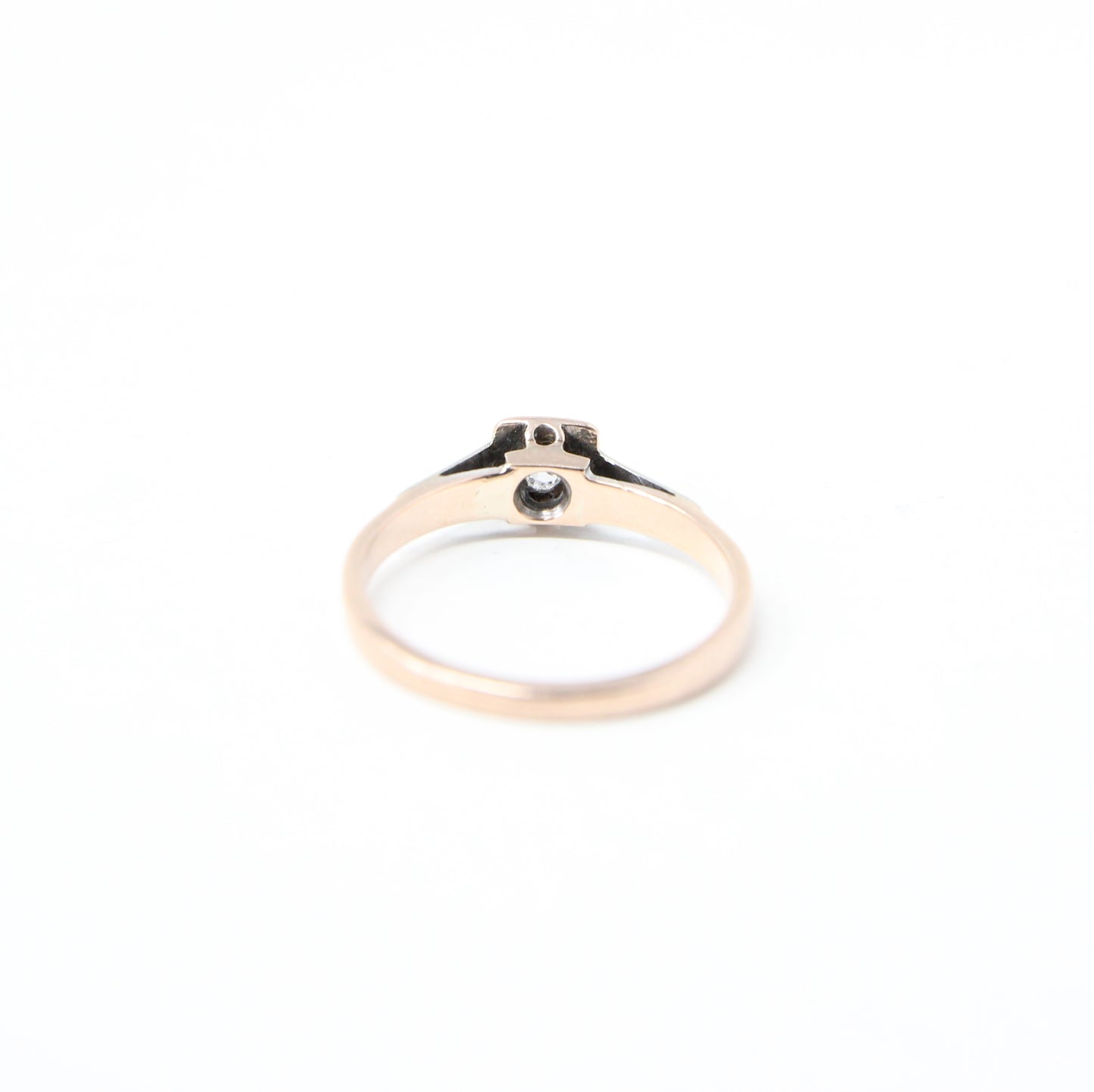 Antique Art Deco Hallmarked Solid 9ct 9k Gold Platinum Diamond Solitaire Ring Size K 1/2