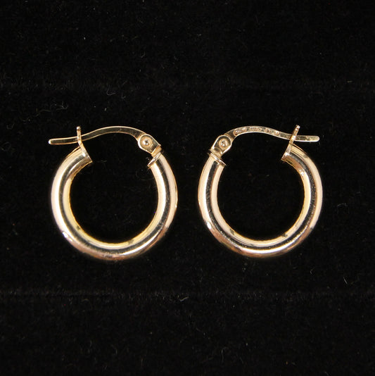 Vintage UnoAErre Hallmarked Solid 9ct 9k Gold Plain Hoop Earrings Hoops