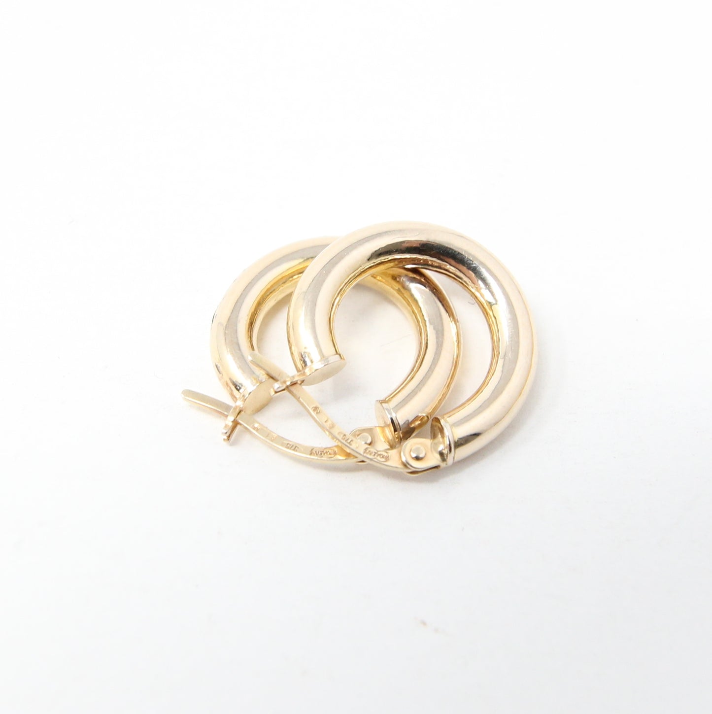 Vintage UnoAErre Hallmarked Solid 9ct 9k Gold Plain Hoop Earrings Hoops