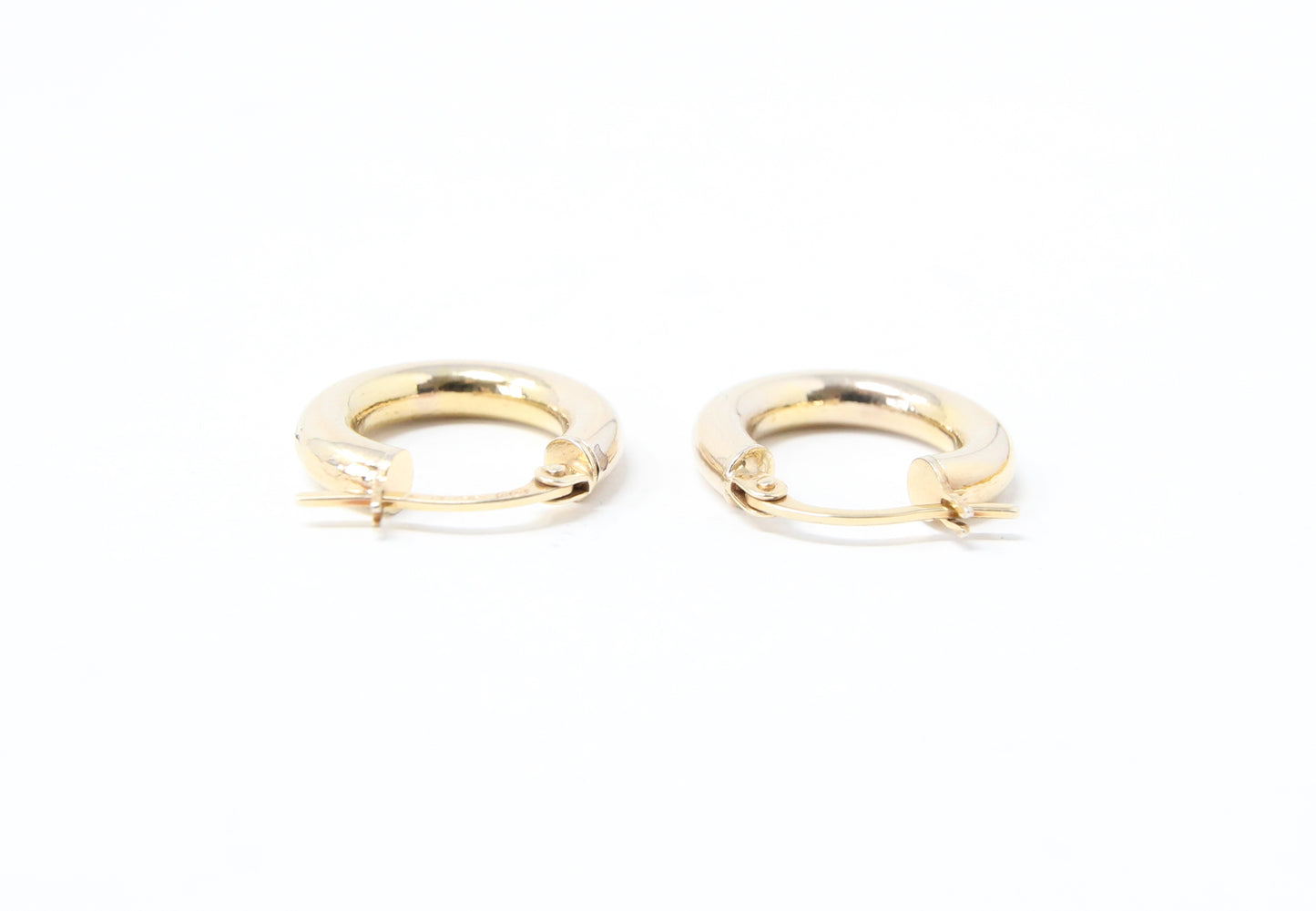 Vintage UnoAErre Hallmarked Solid 9ct 9k Gold Plain Hoop Earrings Hoops