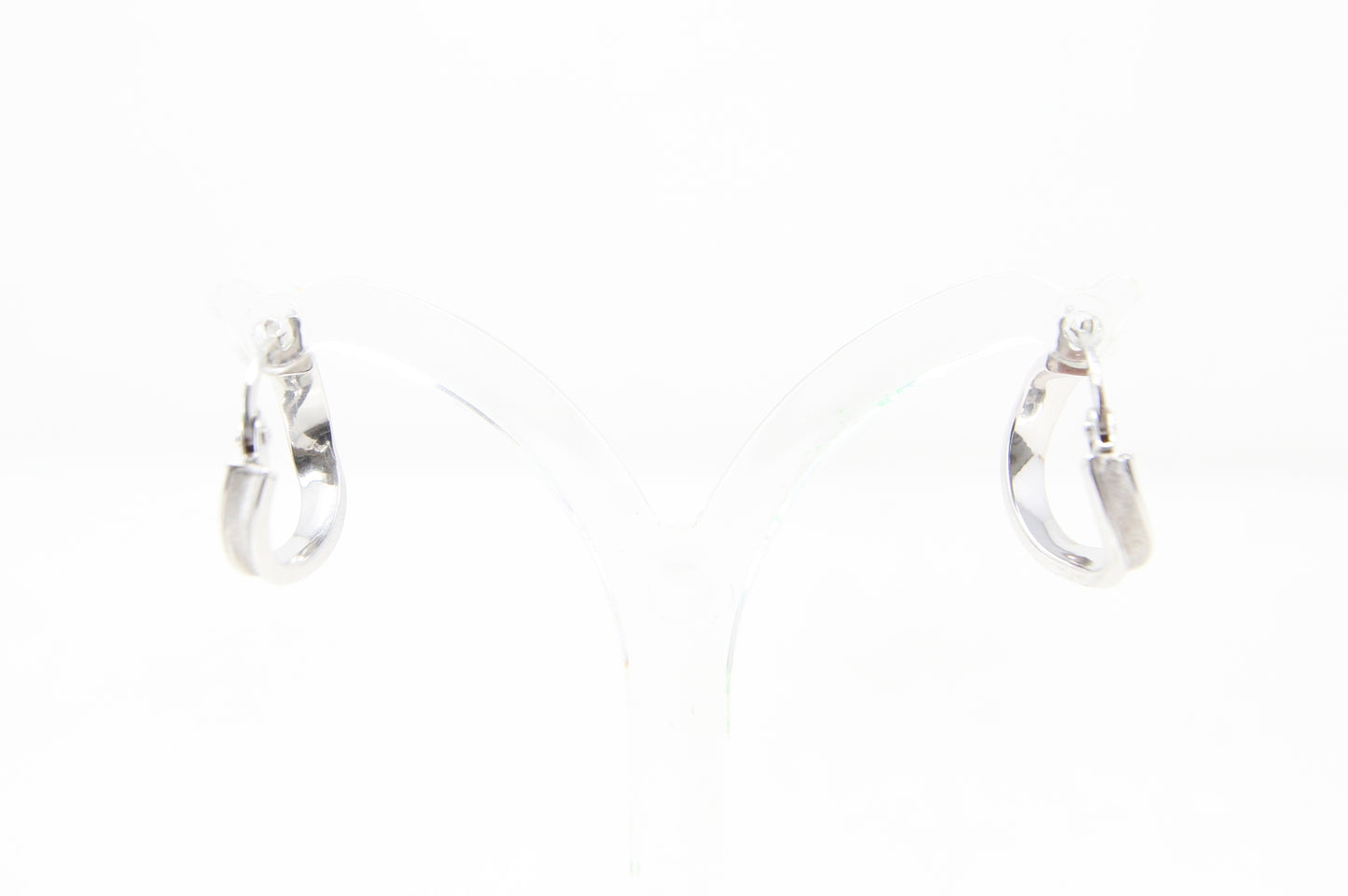 Vintage Italy Hallmarked Solid 9ct 9k White Gold Wavy Hoop Earrings Huggie Hoops