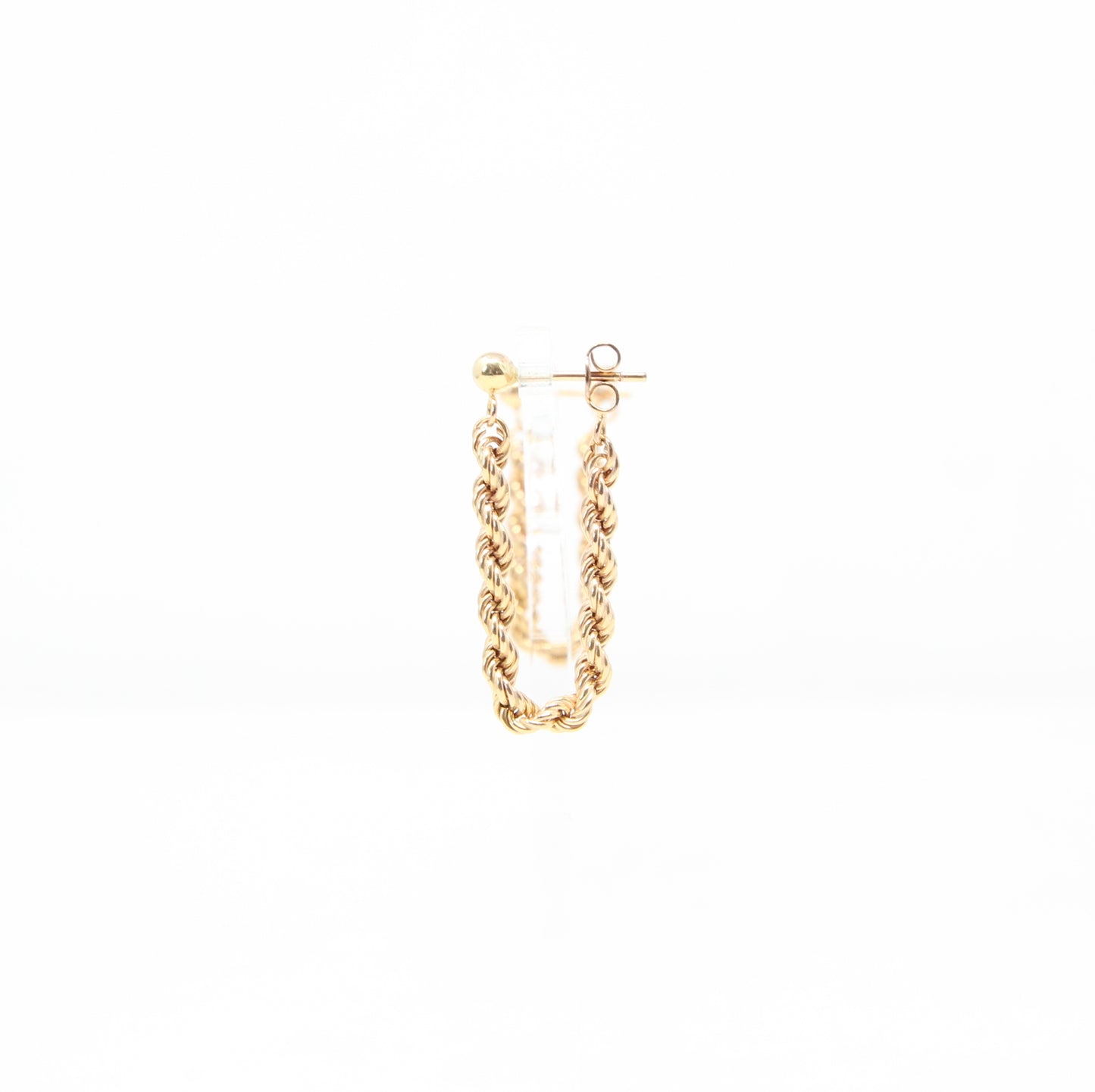 Vintage Hallmarked Solid 9ct 9k Gold Rope Chain Drop Stud Hoop Earrings