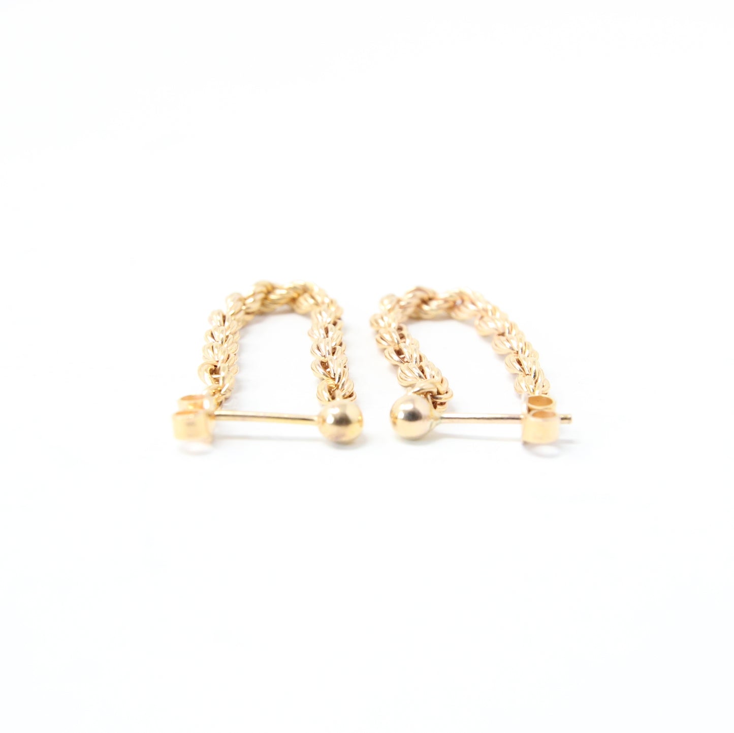 Vintage Hallmarked Solid 9ct 9k Gold Rope Chain Drop Stud Hoop Earrings