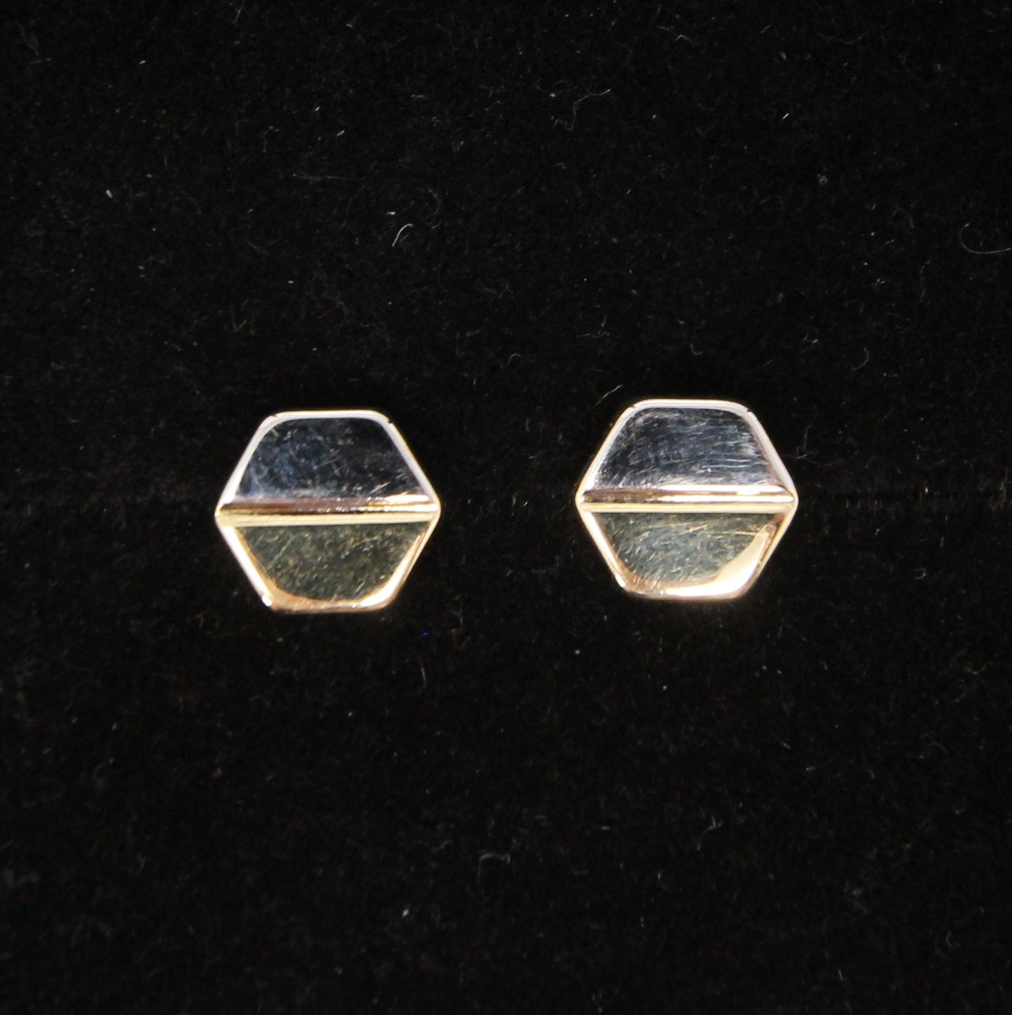 Vintage 1977 Hallmarked Solid 9ct 9k White Yellow Gold Large Screw Stud Earrings