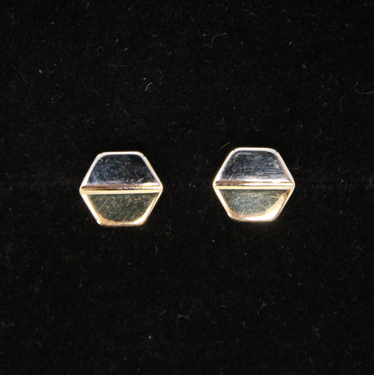 Vintage 1977 Hallmarked Solid 9ct 9k White Yellow Gold Large Screw Stud Earrings