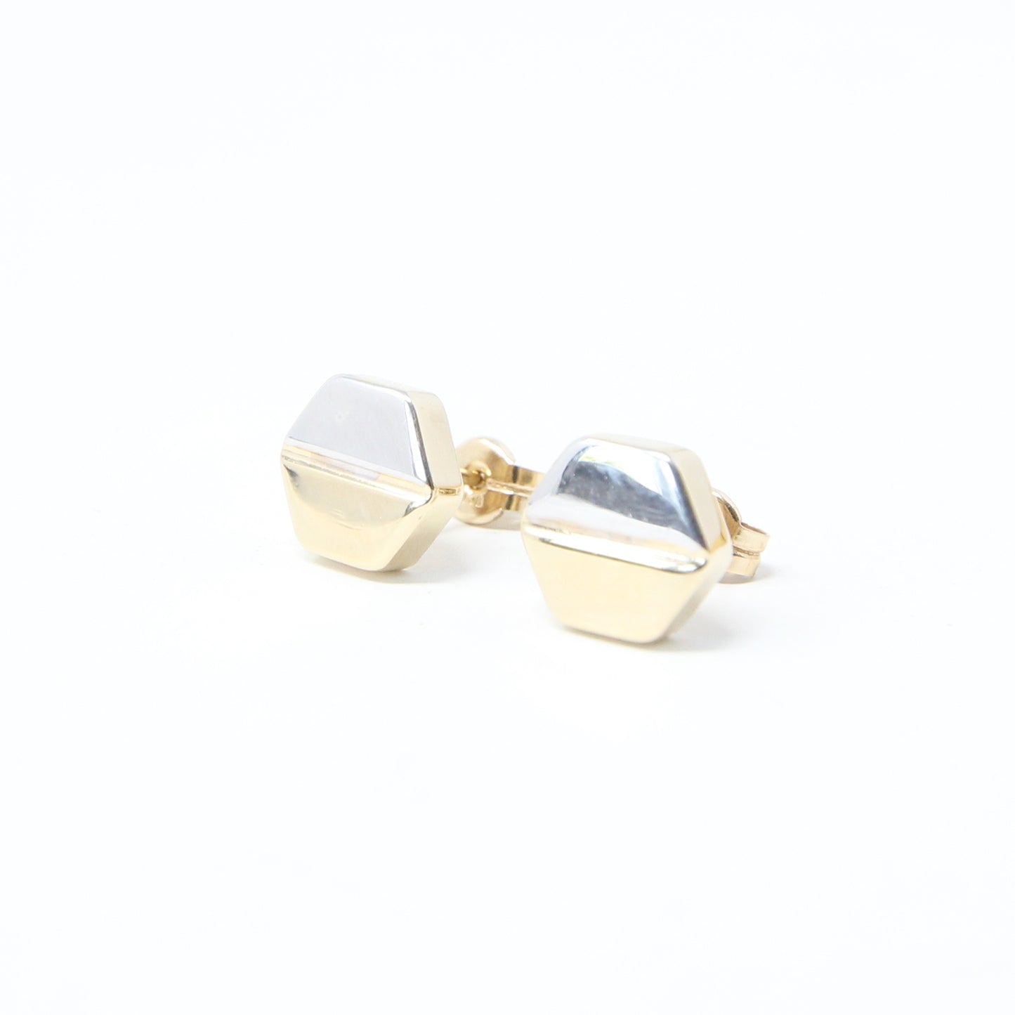 Vintage 1977 Hallmarked Solid 9ct 9k White Yellow Gold Large Screw Stud Earrings