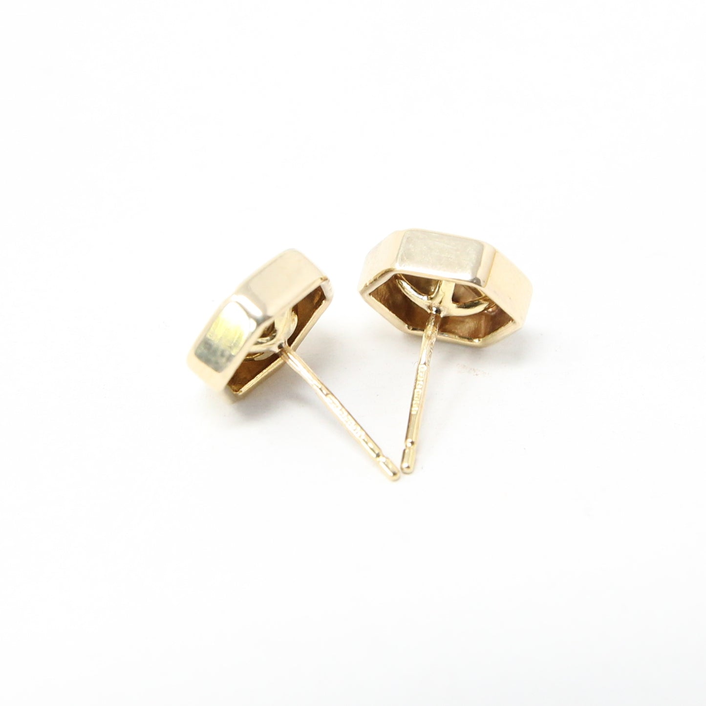 Vintage 1977 Hallmarked Solid 9ct 9k White Yellow Gold Large Screw Stud Earrings
