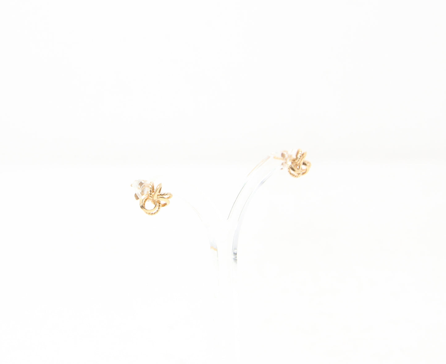Vintage Hallmarked Solid 9ct 9k Gold Clover Rope Knot Stud Earrings