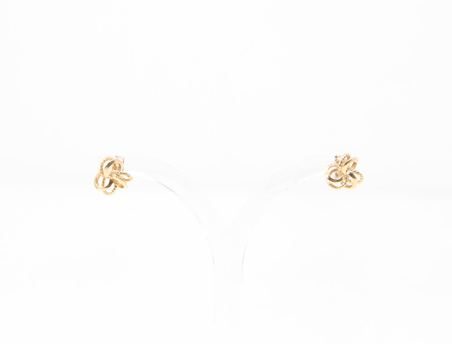 Vintage Hallmarked Solid 9ct 9k Gold Clover Rope Knot Stud Earrings