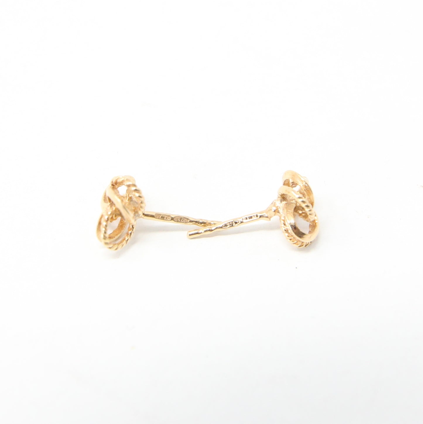 Vintage Hallmarked Solid 9ct 9k Gold Clover Rope Knot Stud Earrings