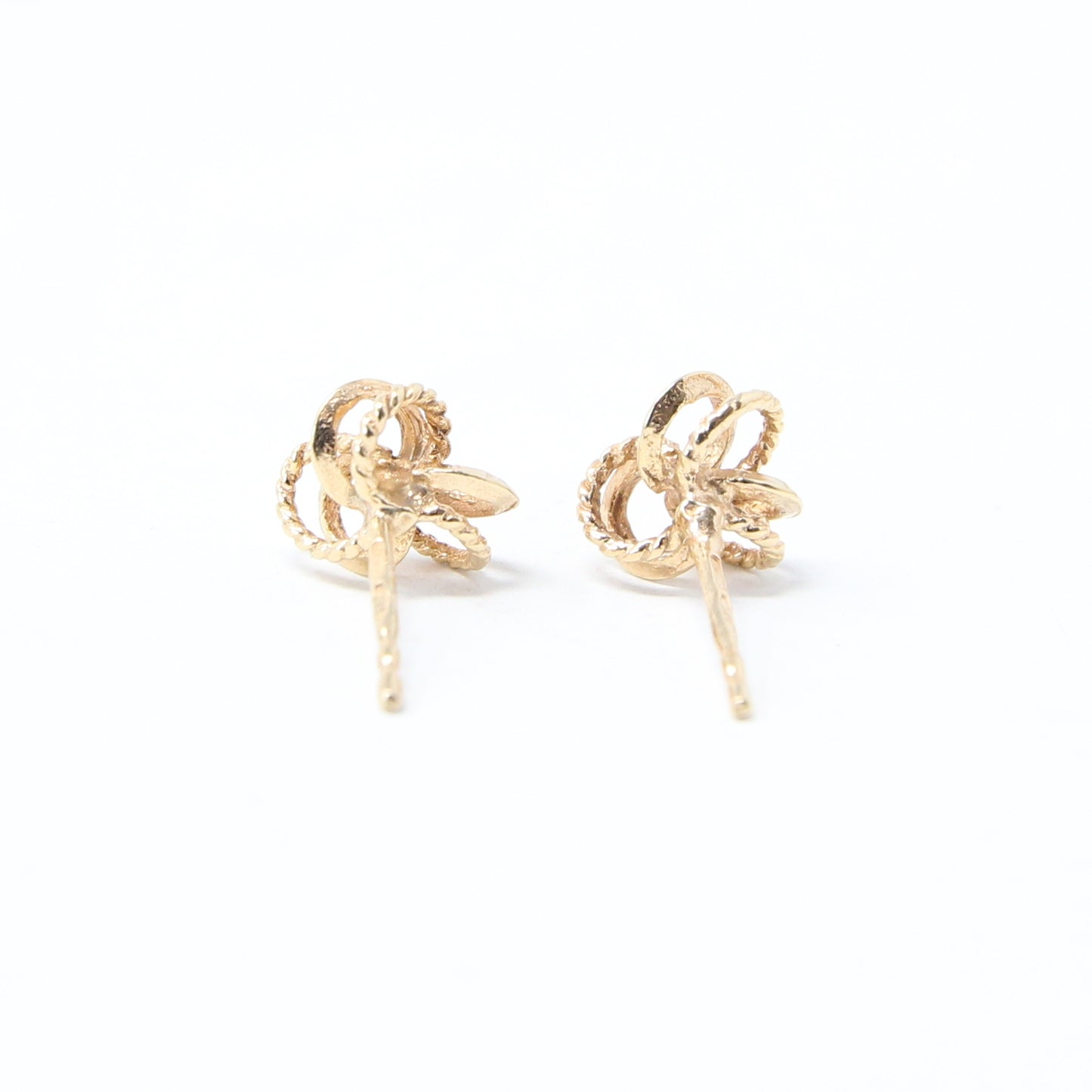 Vintage Hallmarked Solid 9ct 9k Gold Clover Rope Knot Stud Earrings