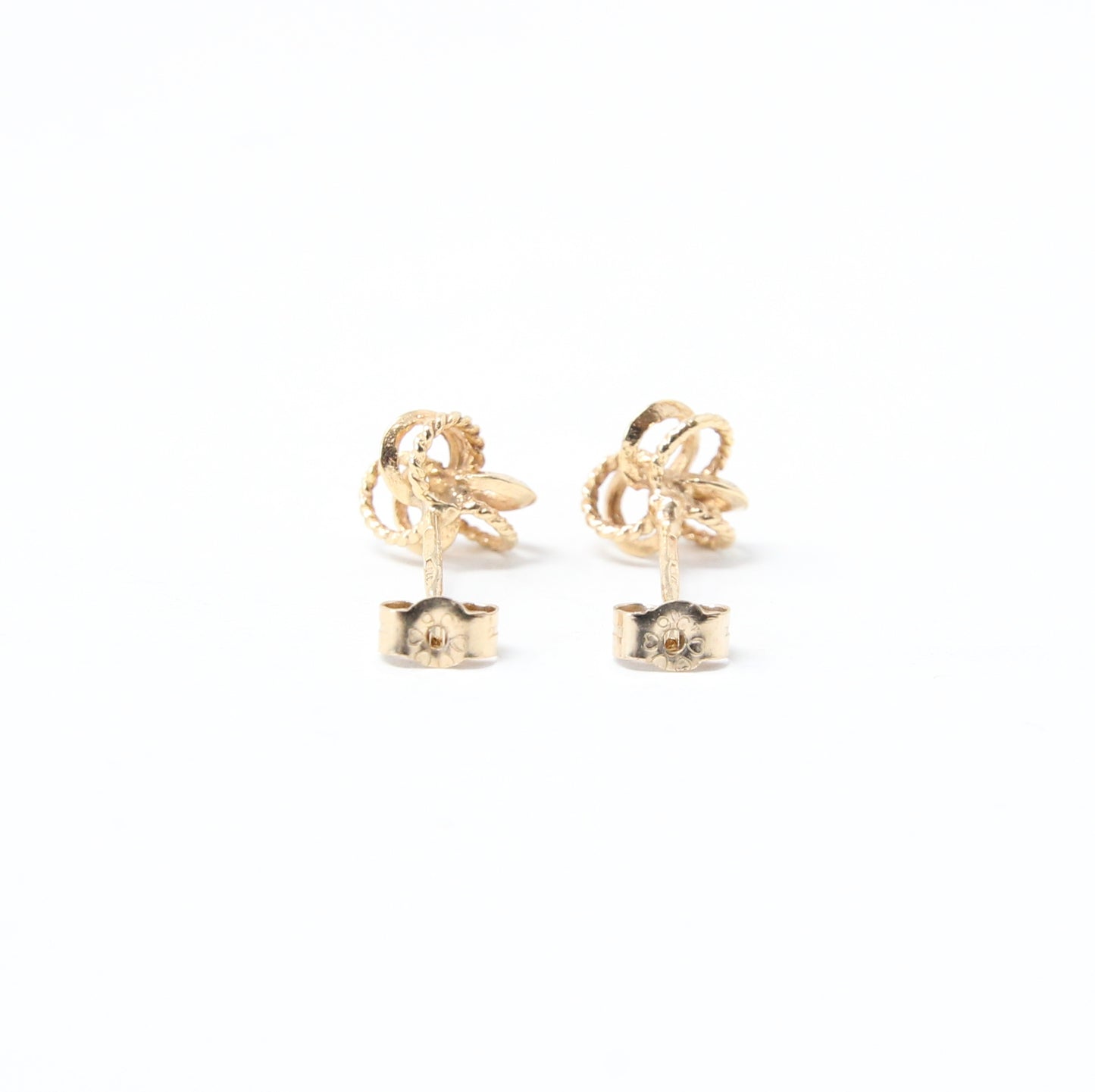 Vintage Hallmarked Solid 9ct 9k Gold Clover Rope Knot Stud Earrings