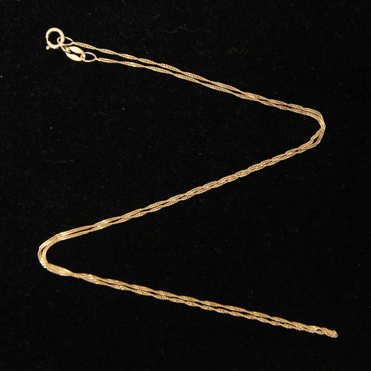 Vintage Hallmarked Solid 10ct 10k 9ct Gold Fine Singapore Curb Chain Necklace 17.75''
