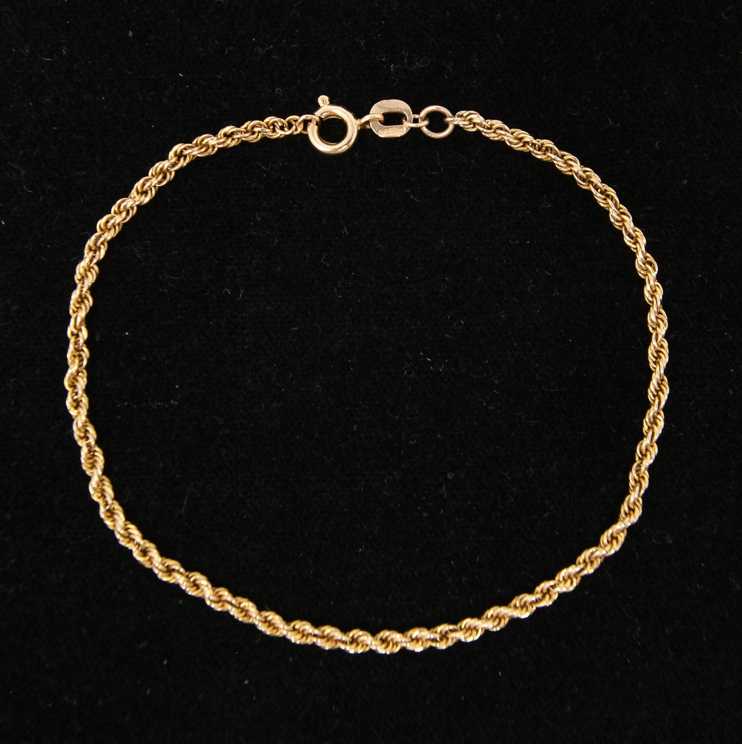 Vintage 1983 Hallmarked Solid 9ct 9k Gold Rope Chain Bracelet 7.5''