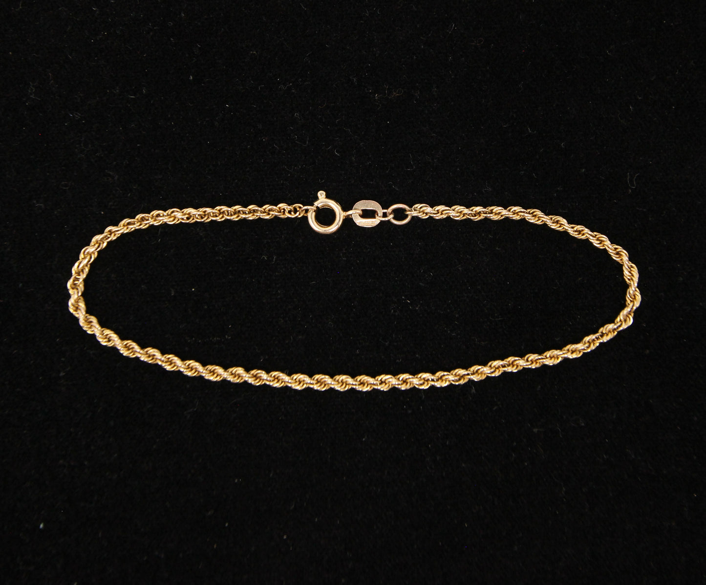 Vintage 1983 Hallmarked Solid 9ct 9k Gold Rope Chain Bracelet 7.5''