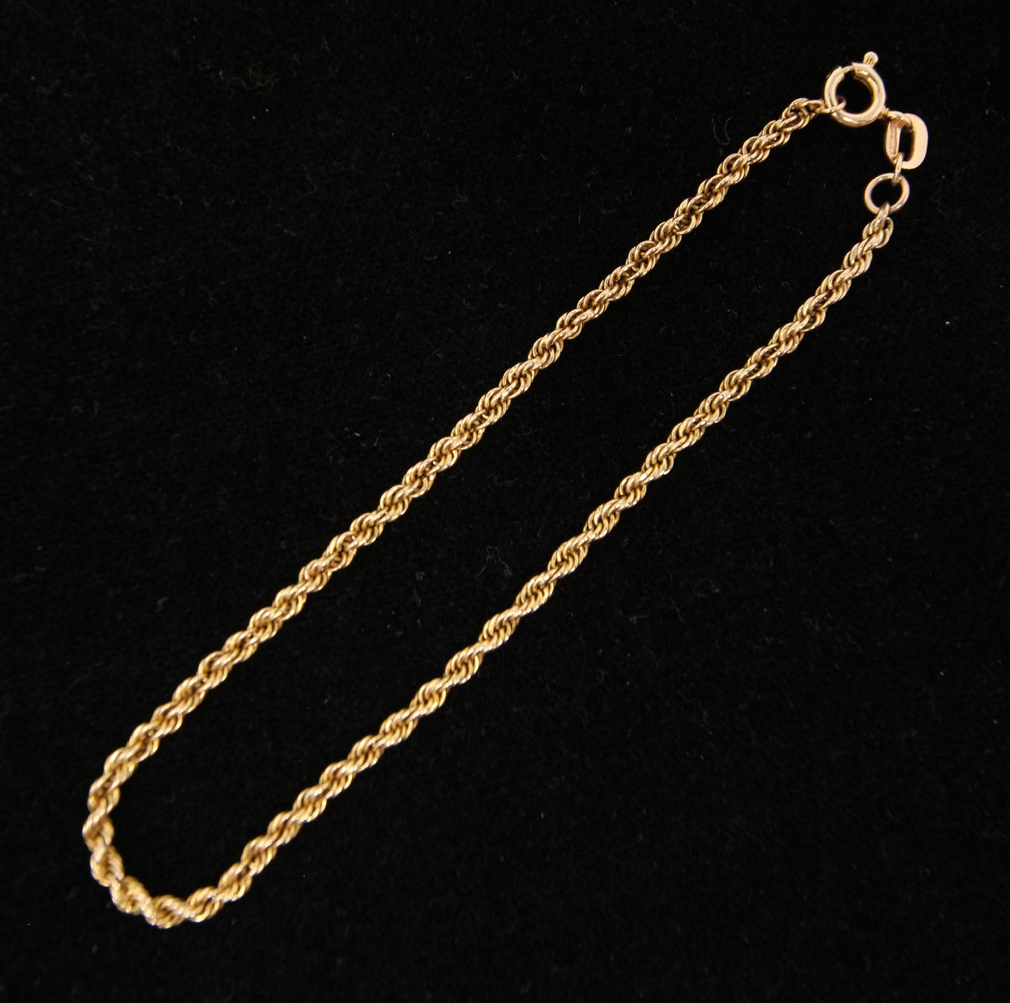 Vintage 1983 Hallmarked Solid 9ct 9k Gold Rope Chain Bracelet 7.5''