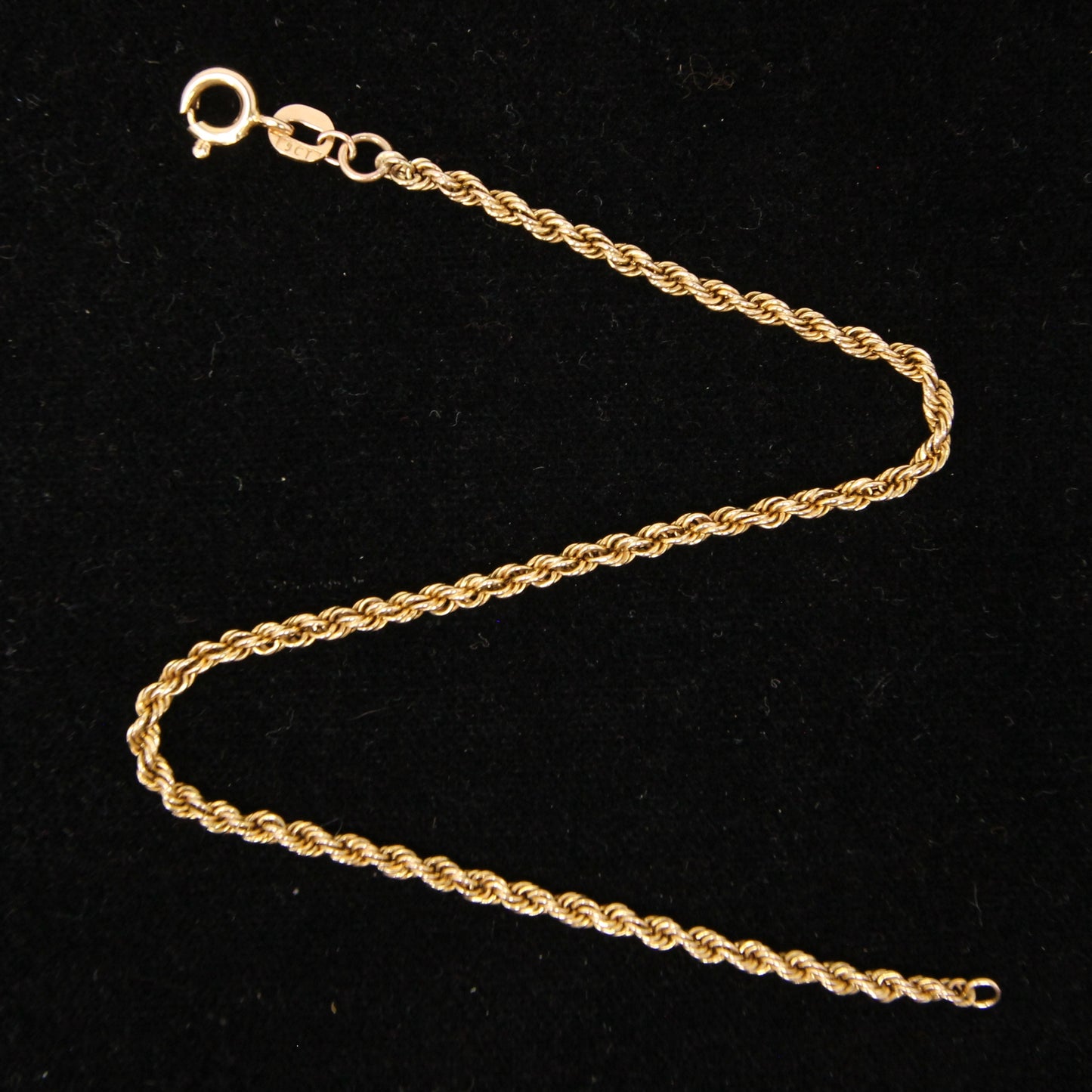 Vintage 1983 Hallmarked Solid 9ct 9k Gold Rope Chain Bracelet 7.5''