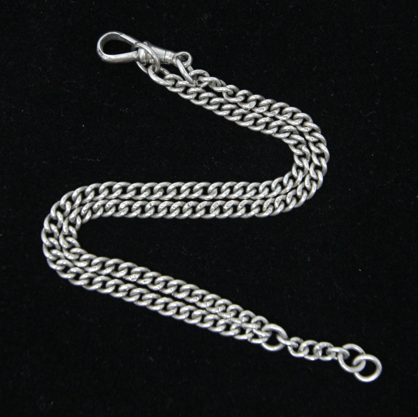 Antique 1926 Hallmarked Solid Sterling Silver Double Albert Curb Chain Necklace 15'' 22g