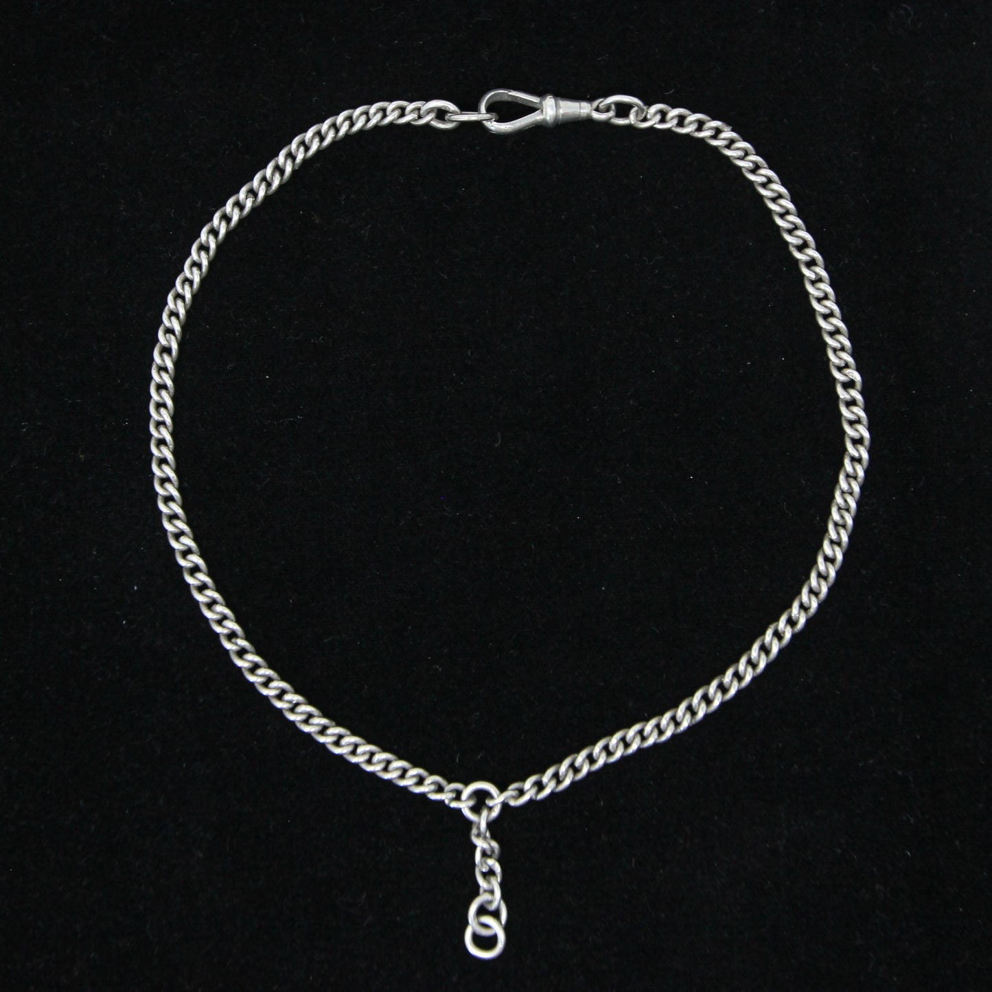 Antique 1926 Hallmarked Solid Sterling Silver Double Albert Curb Chain Necklace 15'' 22g