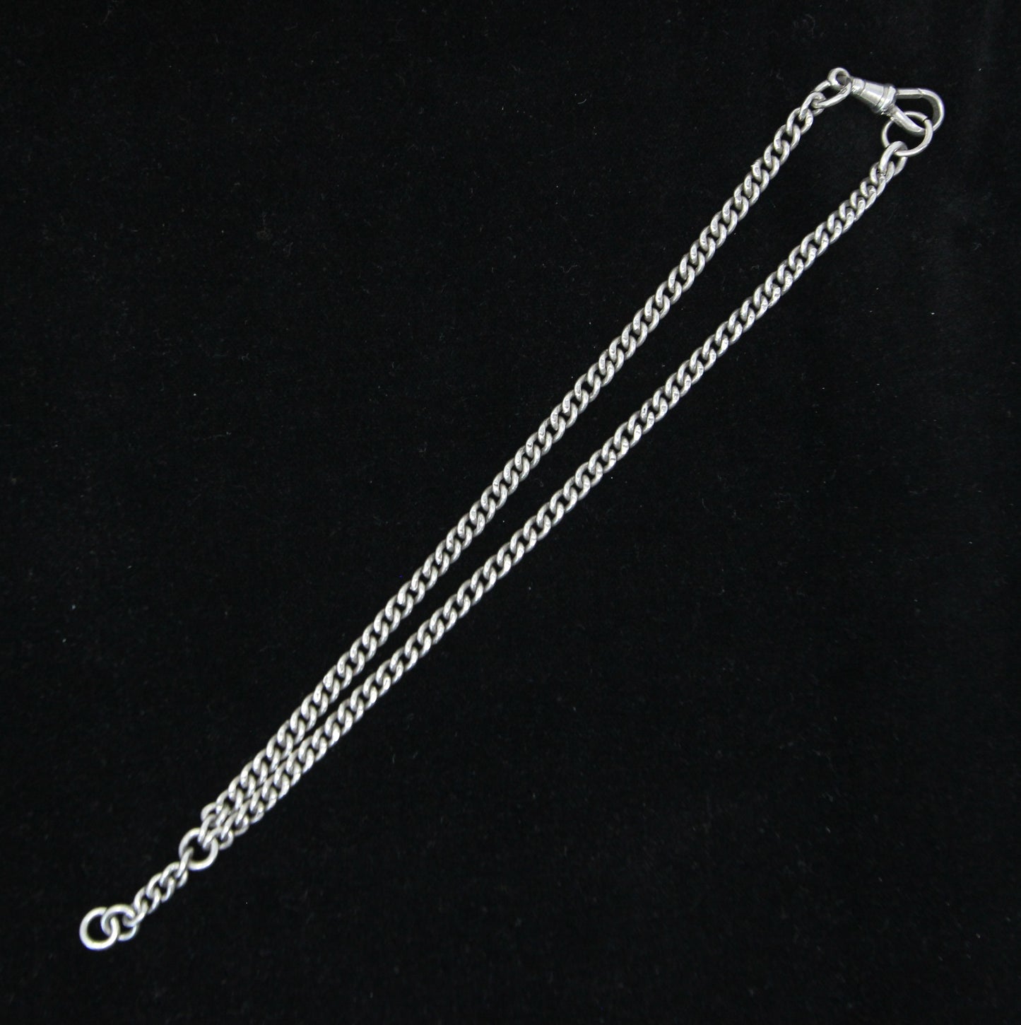Antique 1926 Hallmarked Solid Sterling Silver Double Albert Curb Chain Necklace 15'' 22g