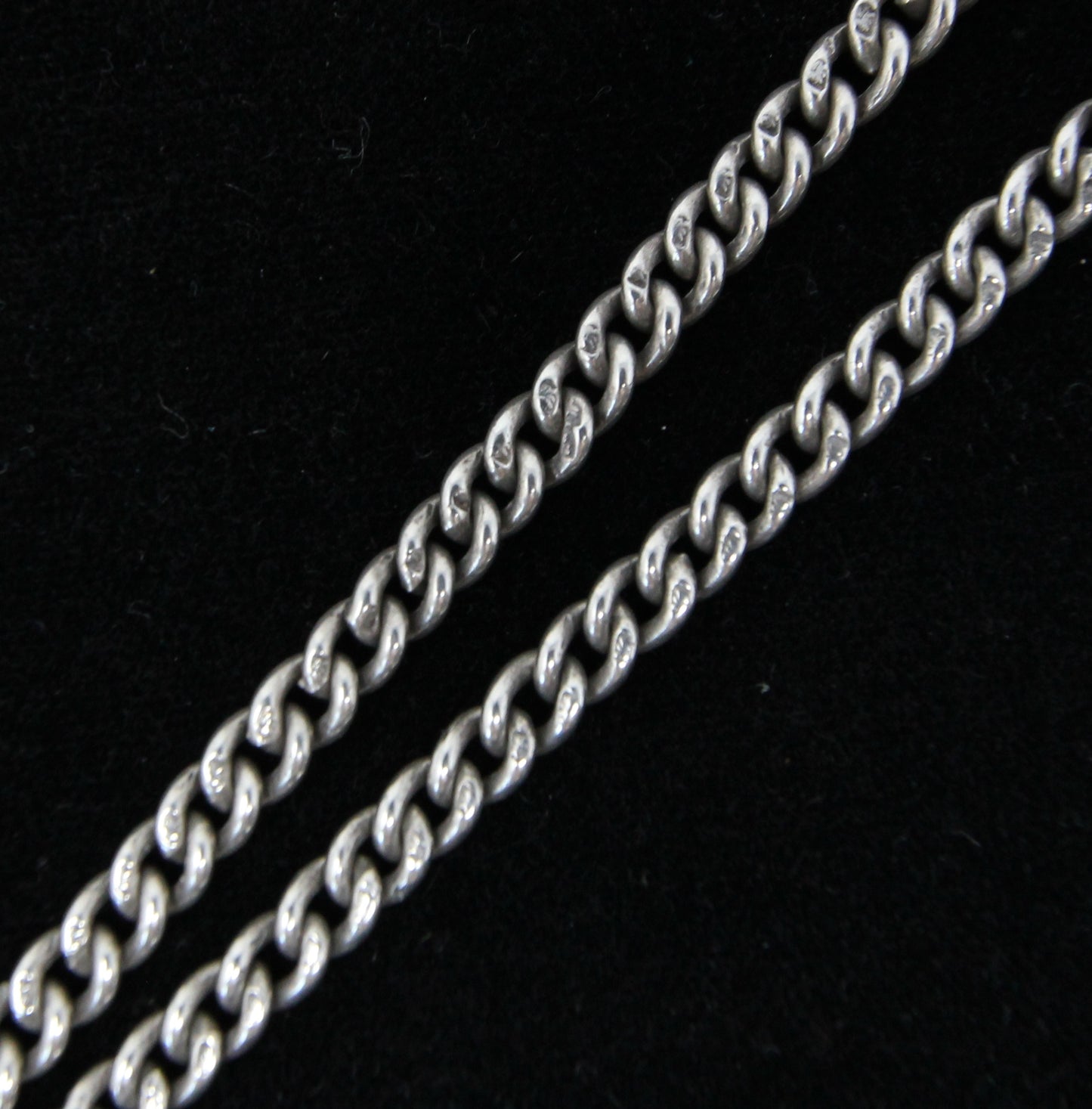 Antique 1926 Hallmarked Solid Sterling Silver Double Albert Curb Chain Necklace 15'' 22g