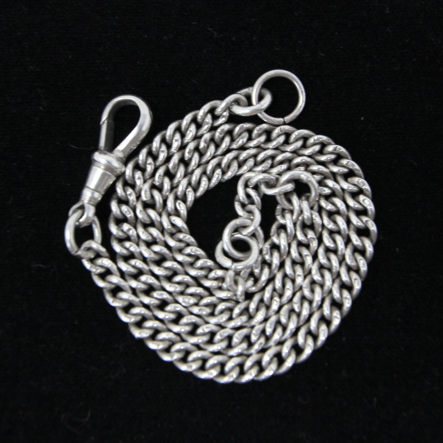 Antique 1926 Hallmarked Solid Sterling Silver Double Albert Curb Chain Necklace 15'' 22g