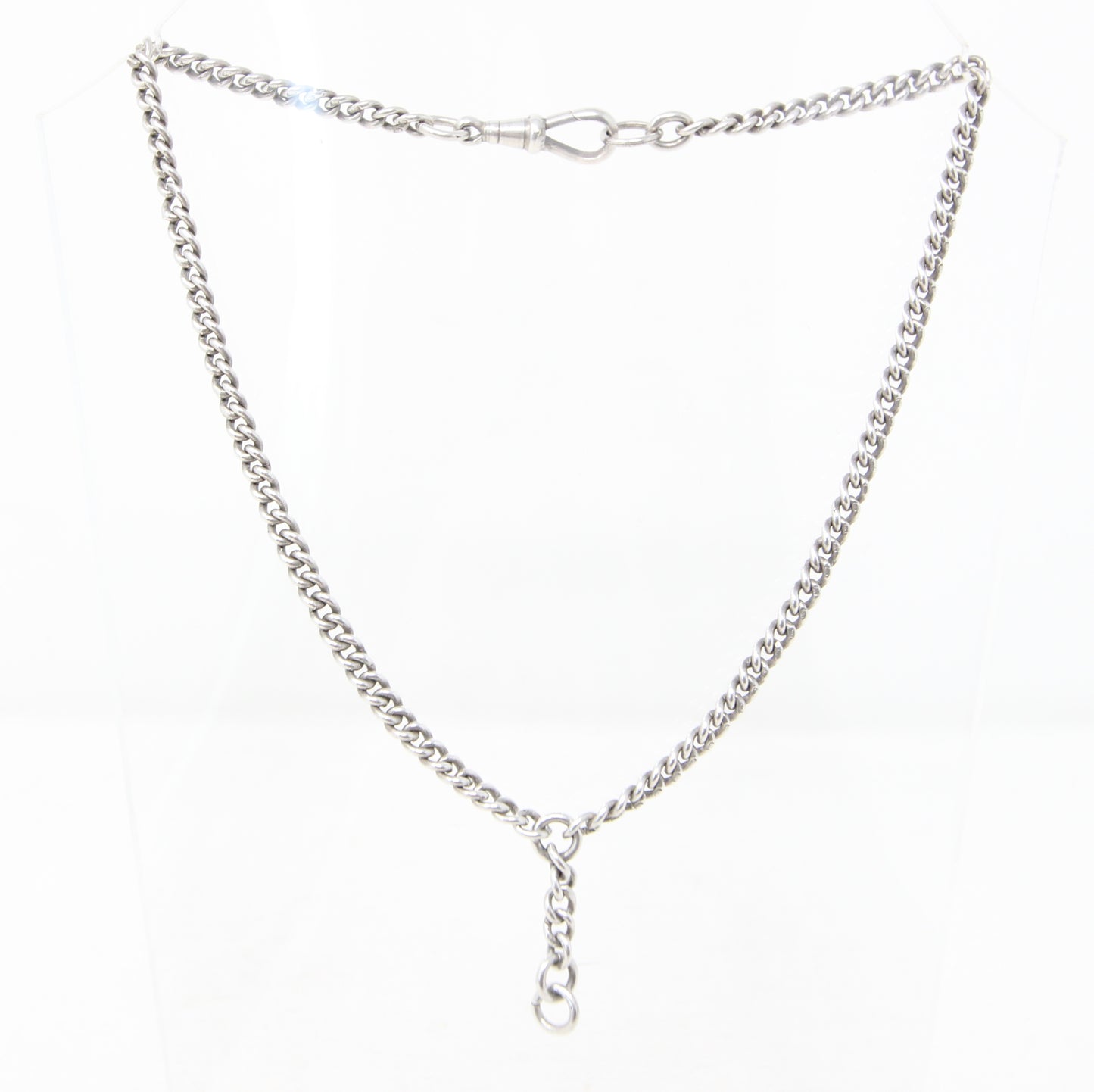 Antique 1926 Hallmarked Solid Sterling Silver Double Albert Curb Chain Necklace 15'' 22g