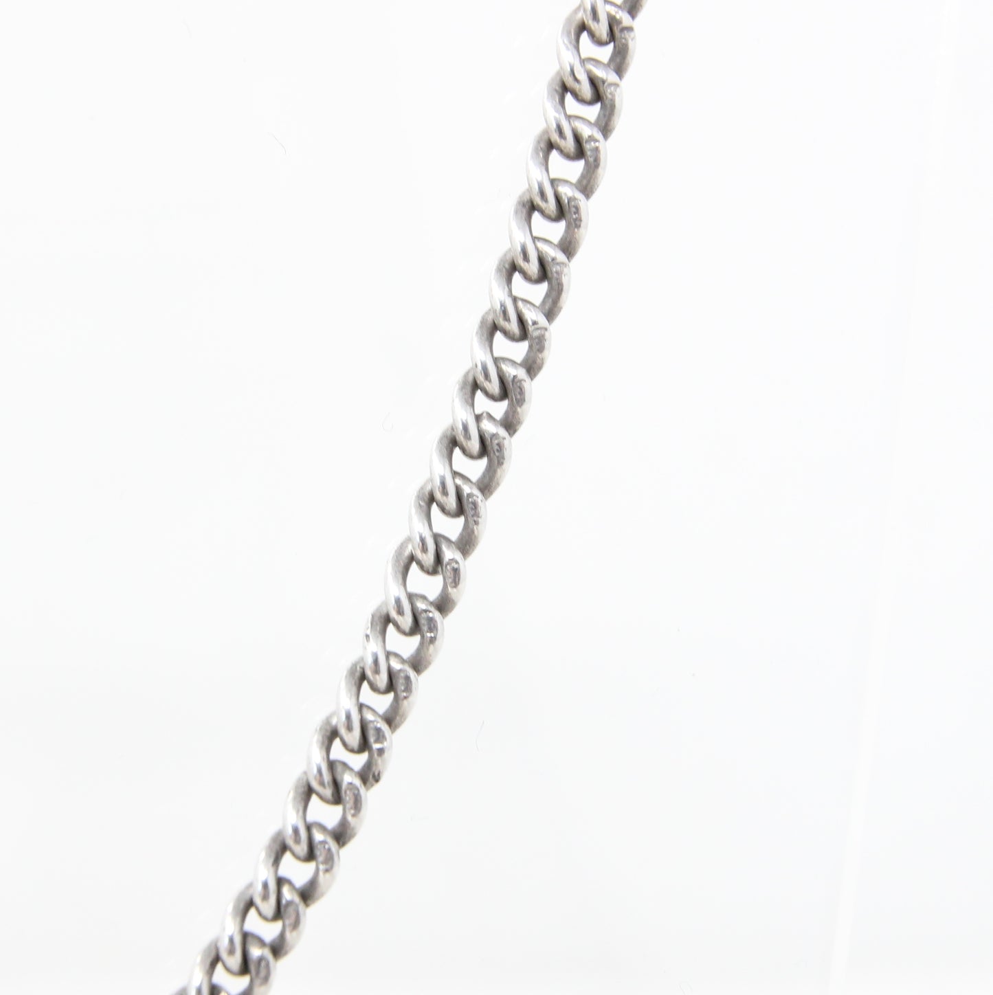 Antique 1926 Hallmarked Solid Sterling Silver Double Albert Curb Chain Necklace 15'' 22g