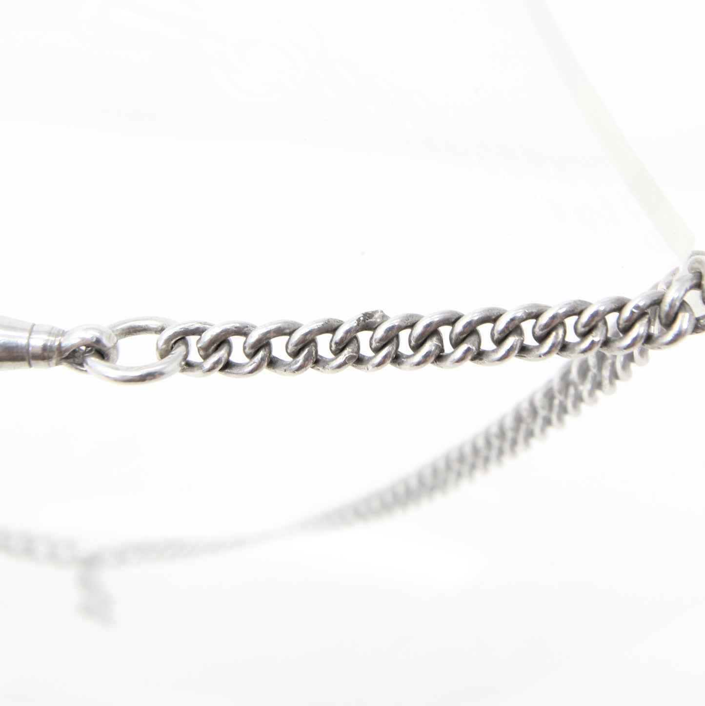 Antique 1926 Hallmarked Solid Sterling Silver Double Albert Curb Chain Necklace 15'' 22g