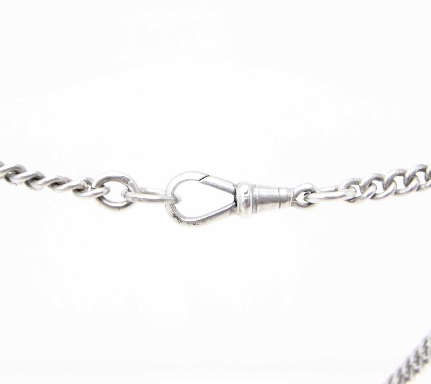 Antique 1926 Hallmarked Solid Sterling Silver Double Albert Curb Chain Necklace 15'' 22g