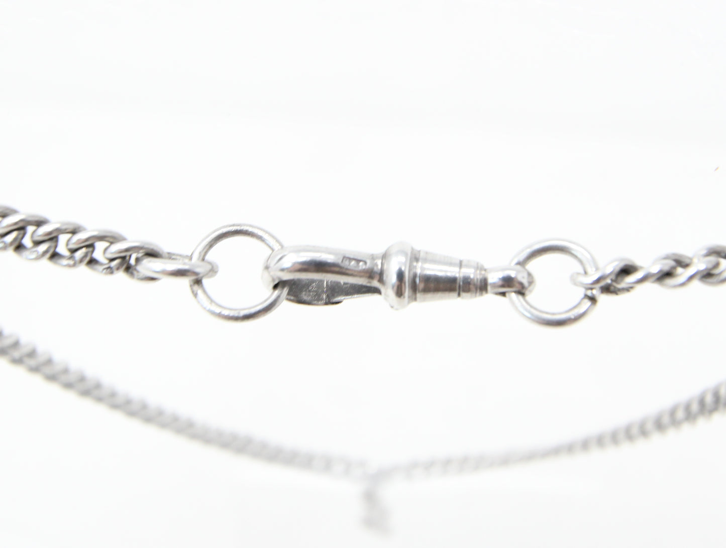 Antique 1926 Hallmarked Solid Sterling Silver Double Albert Curb Chain Necklace 15'' 22g