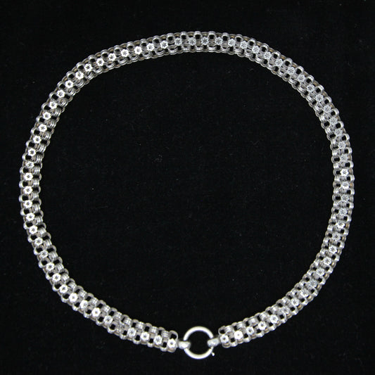 Antique Victorian Silver Star Ribbed Belcher Book Chain Necklace Bolt Ring Clasp 16''