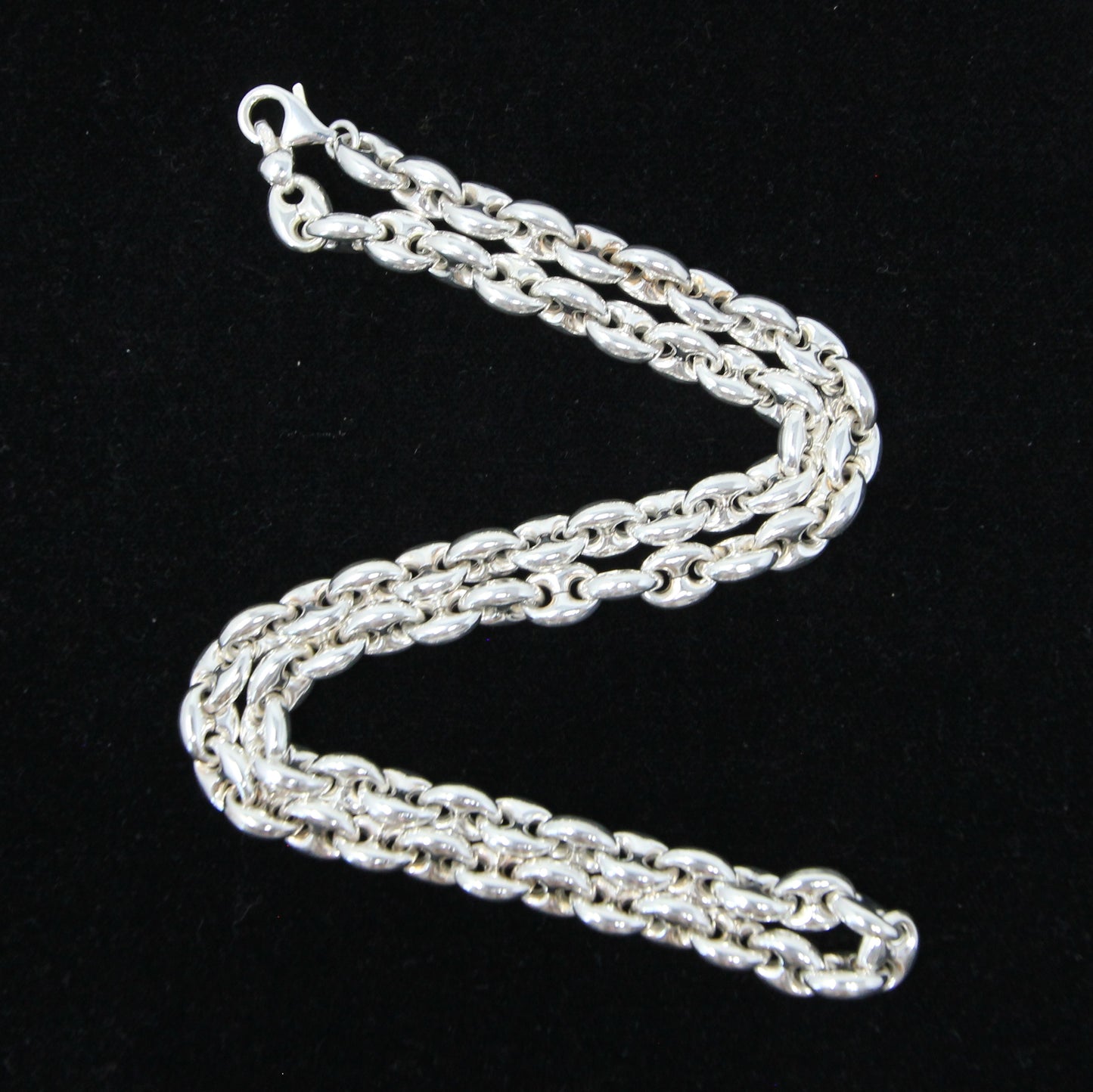 Vintage Italy Hallmarked Solid Sterling Silver Chunky Puffy Mariner Chain Necklace 20'' 31g