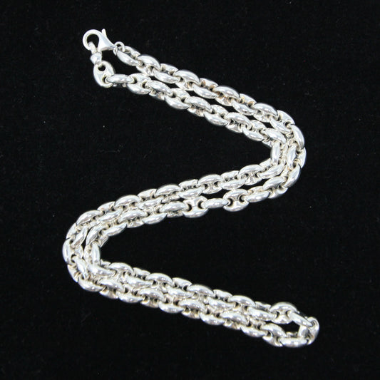 Vintage Italy Hallmarked Solid Sterling Silver Chunky Puffy Mariner Chain Necklace 20'' 31g