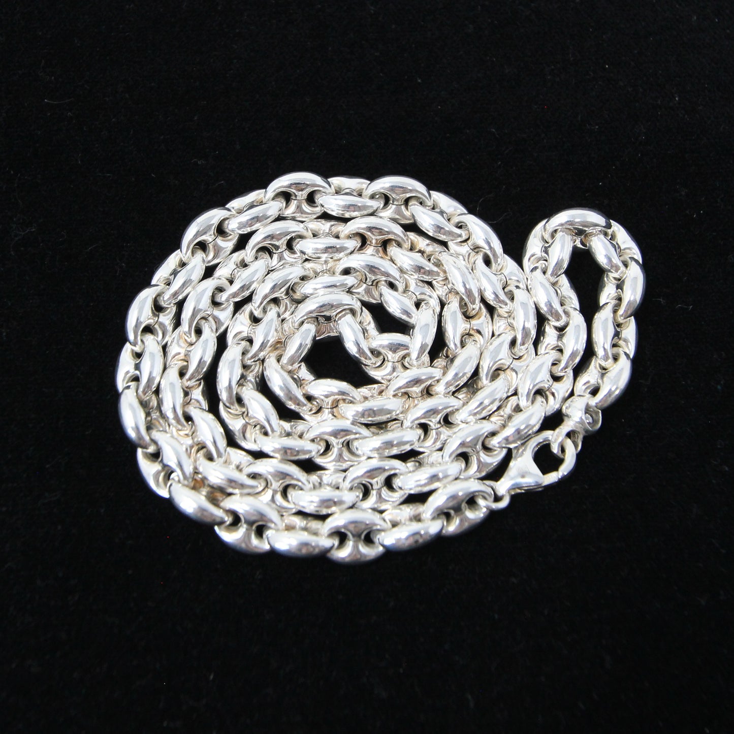 Vintage Italy Hallmarked Solid Sterling Silver Chunky Puffy Mariner Chain Necklace 20'' 31g