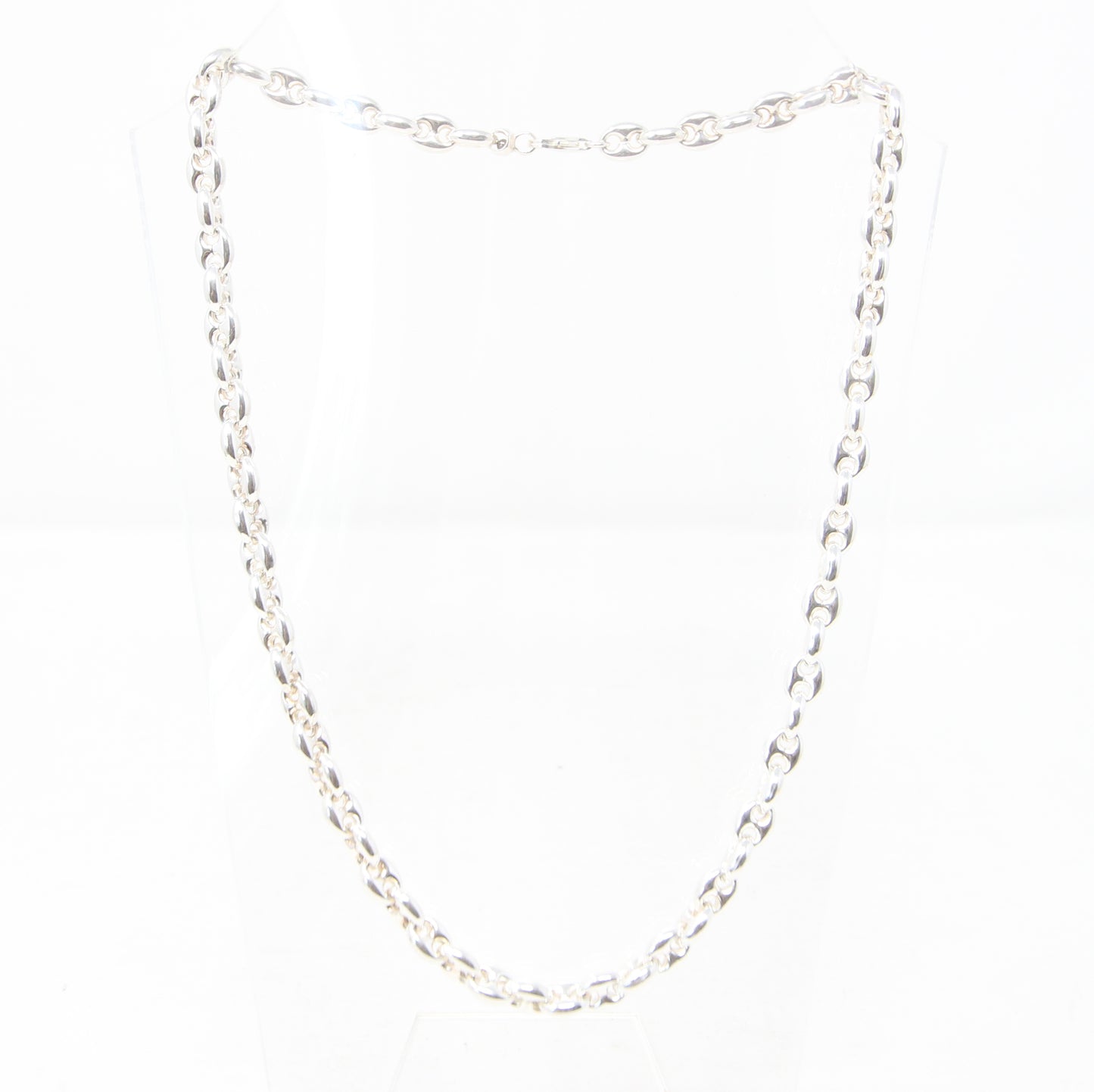 Vintage Italy Hallmarked Solid Sterling Silver Chunky Puffy Mariner Chain Necklace 20'' 31g