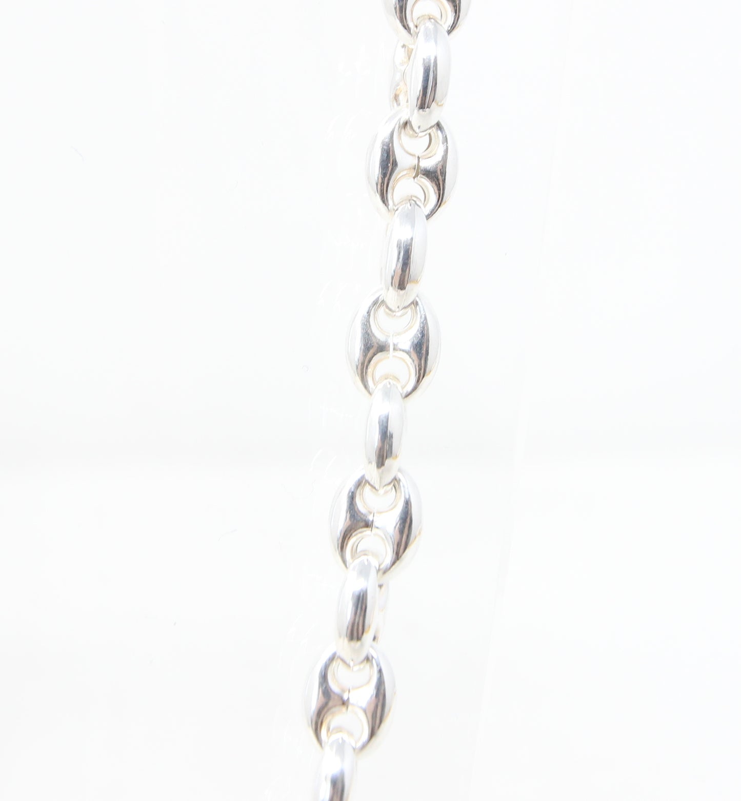 Vintage Italy Hallmarked Solid Sterling Silver Chunky Puffy Mariner Chain Necklace 20'' 31g