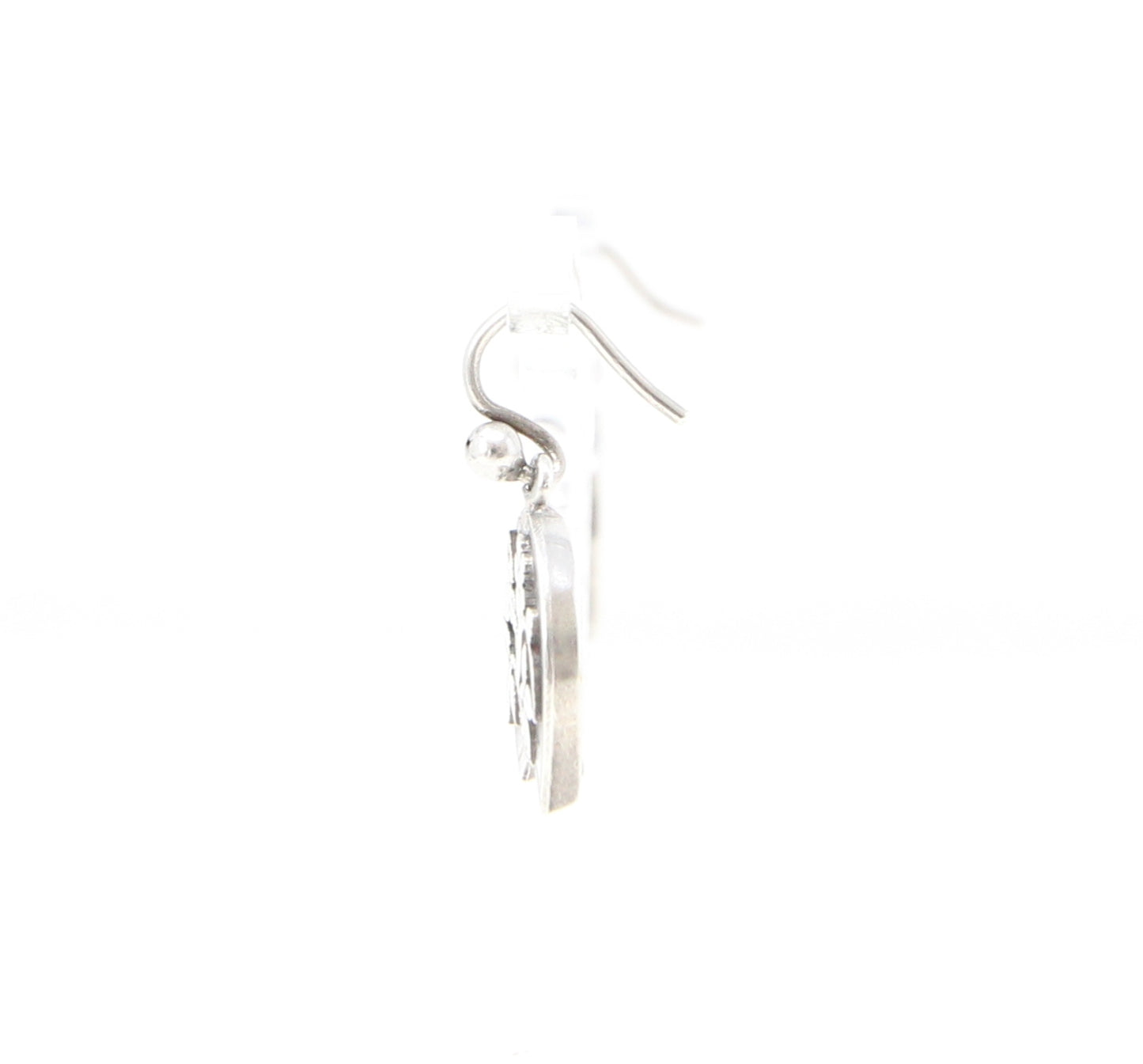 Antique Victorian Solid Silver Engraved Floral Forget Me Not Horseshoe Aesthetic Drop Hook Earrings