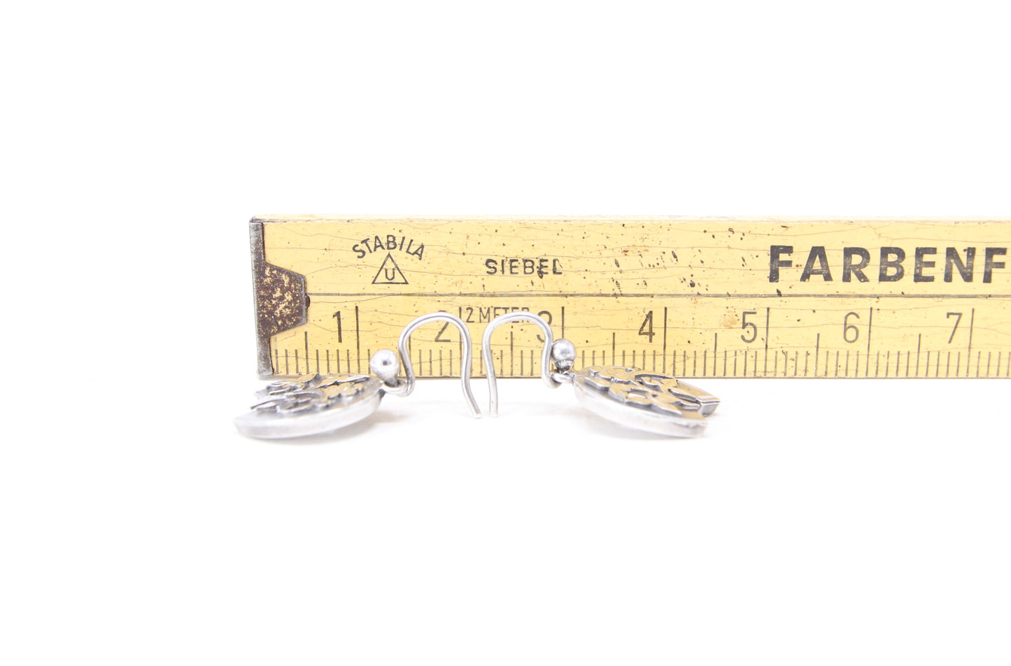 Antique Victorian Solid Silver Engraved Floral Forget Me Not Horseshoe Aesthetic Drop Hook Earrings