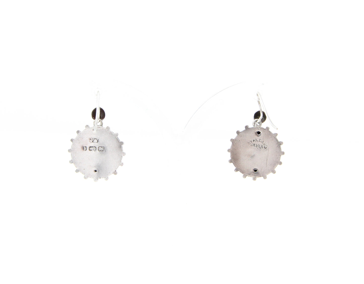 Antique Victorian 1882 Hallmarked Solid Silver Engraved Etruscan Aesthetic Drop Hook Earrings