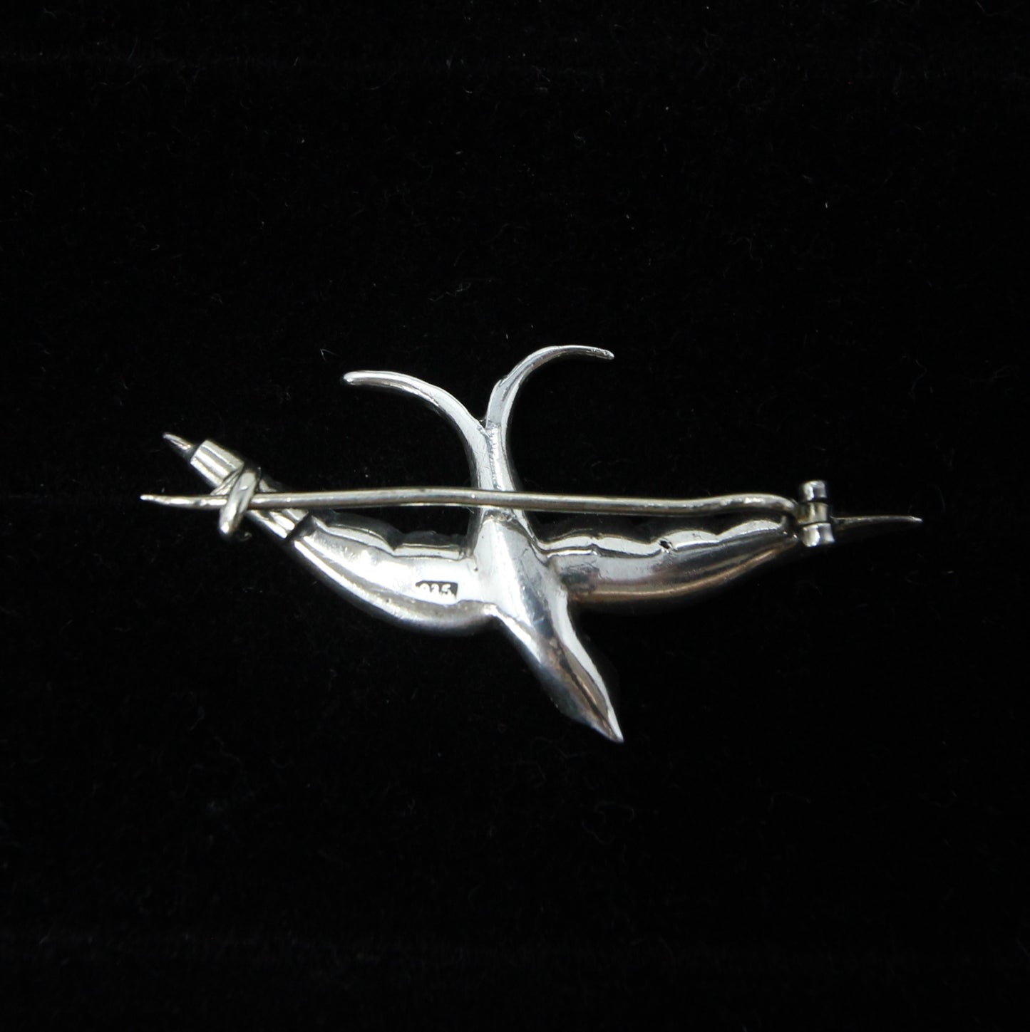 Antique Victorian Hallmarked Solid Silver Swallow Bird Glass Paste Sweetheart Brooch